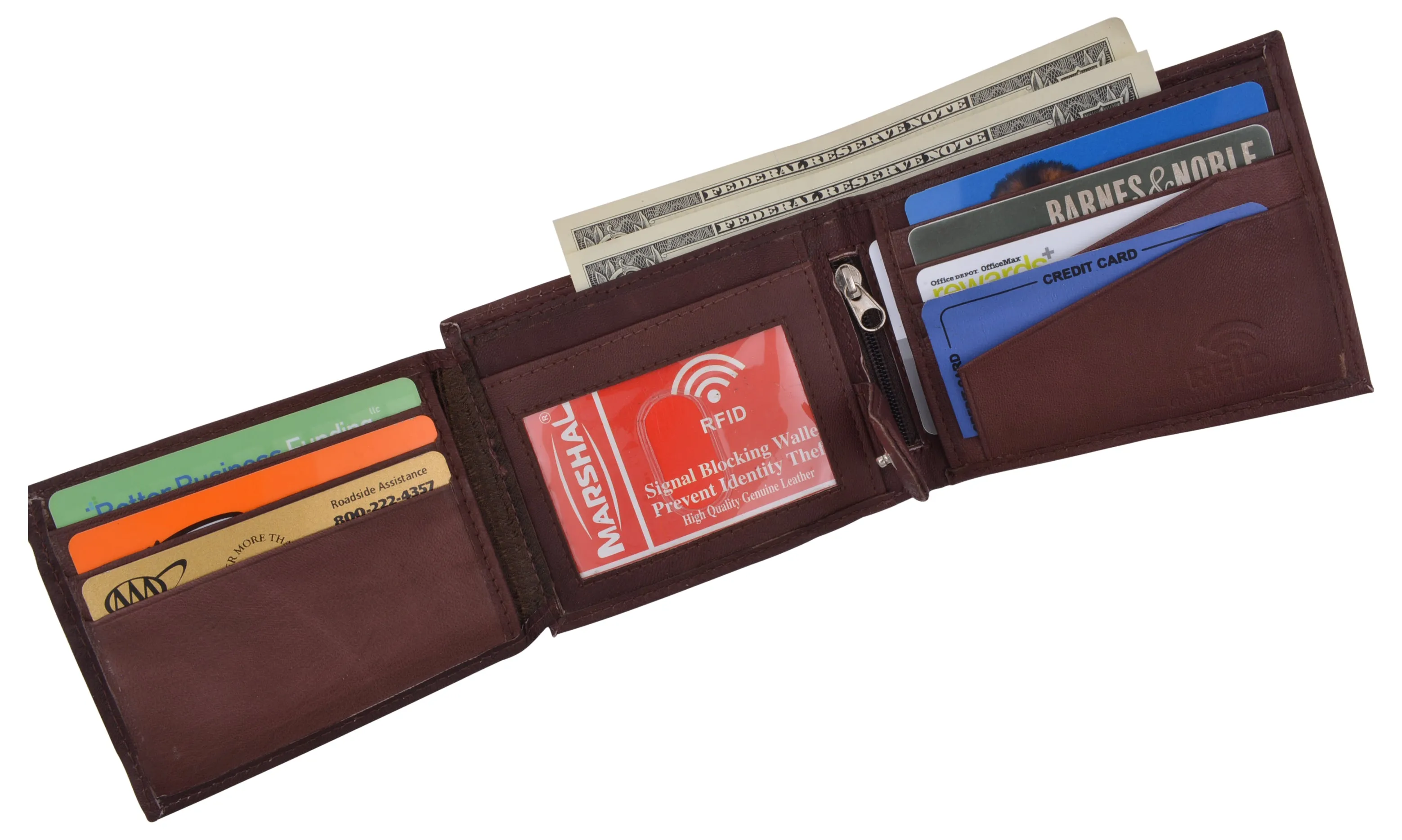 Mens RFID Blocking Leather Credit Card ID Snap Holder Bifold Wallet