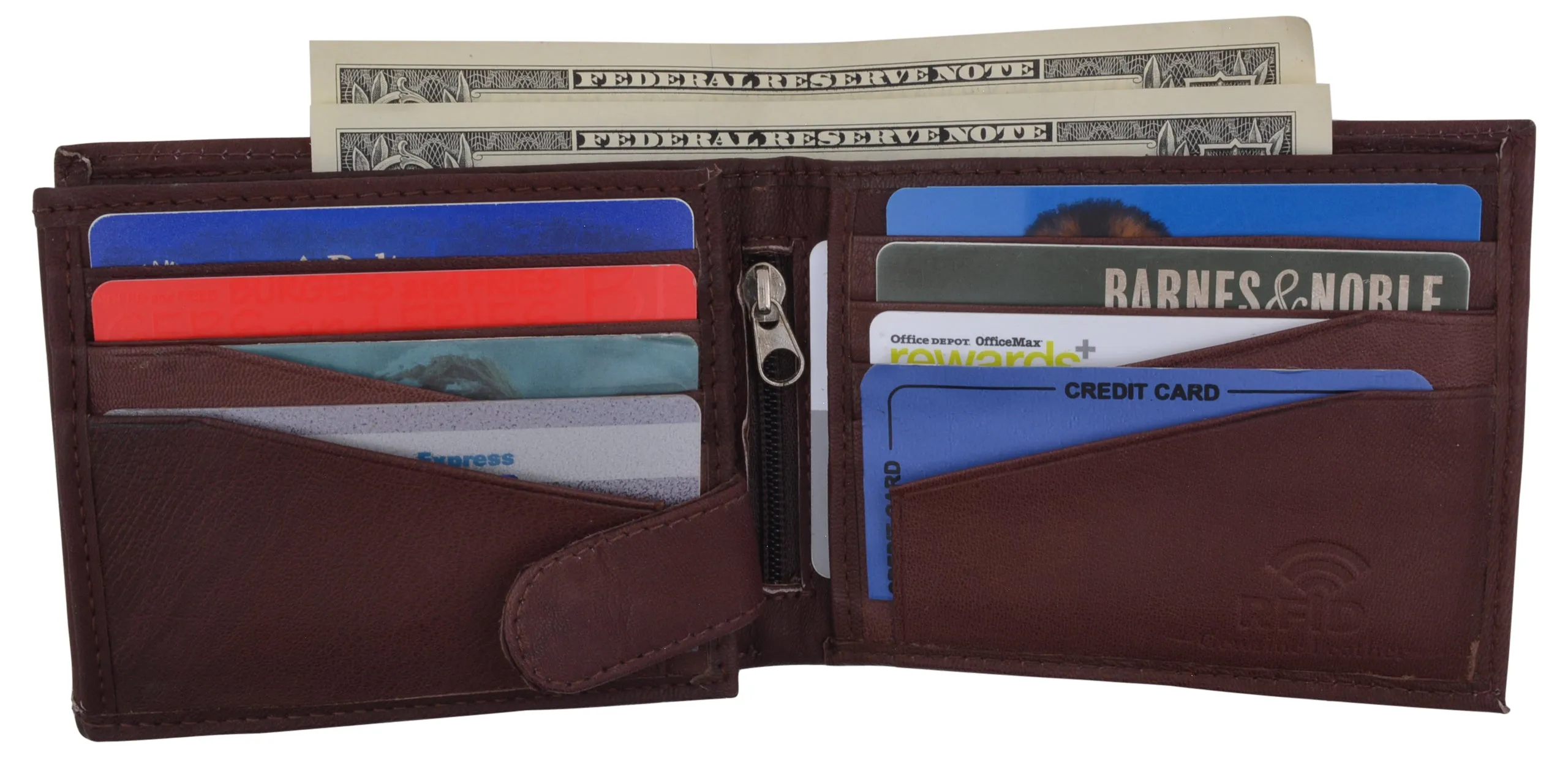 Mens RFID Blocking Leather Credit Card ID Snap Holder Bifold Wallet