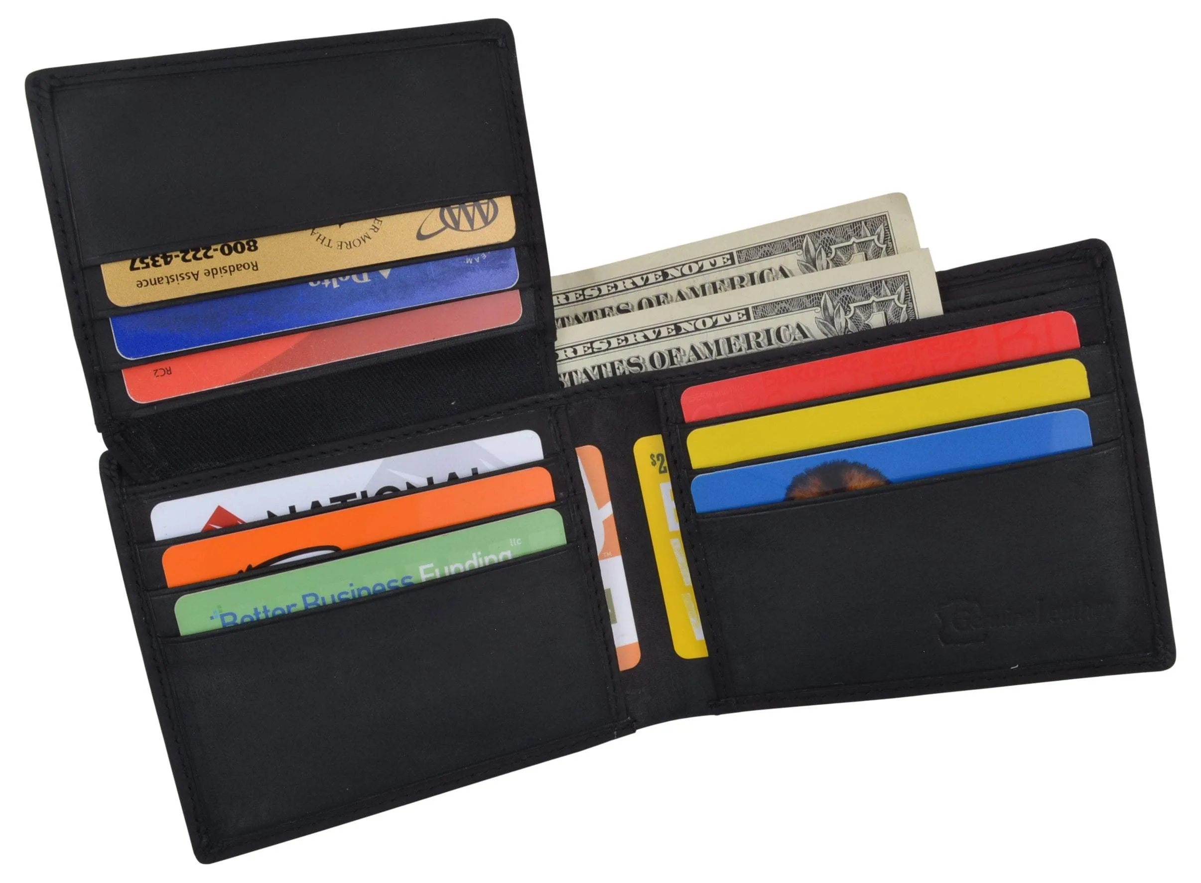 Mens Shelby Cobra Car Logo RFID Leather Bifold Flap Card ID Holder Wallet