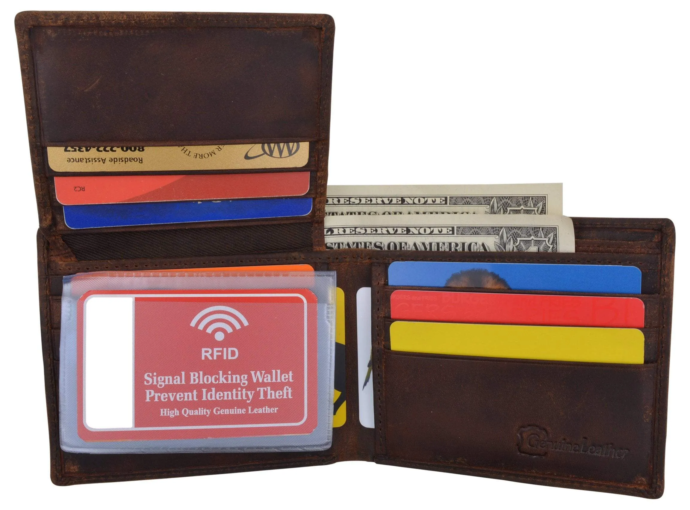 Mens Shelby Cobra Car Logo RFID Leather Bifold Flap Card ID Holder Wallet