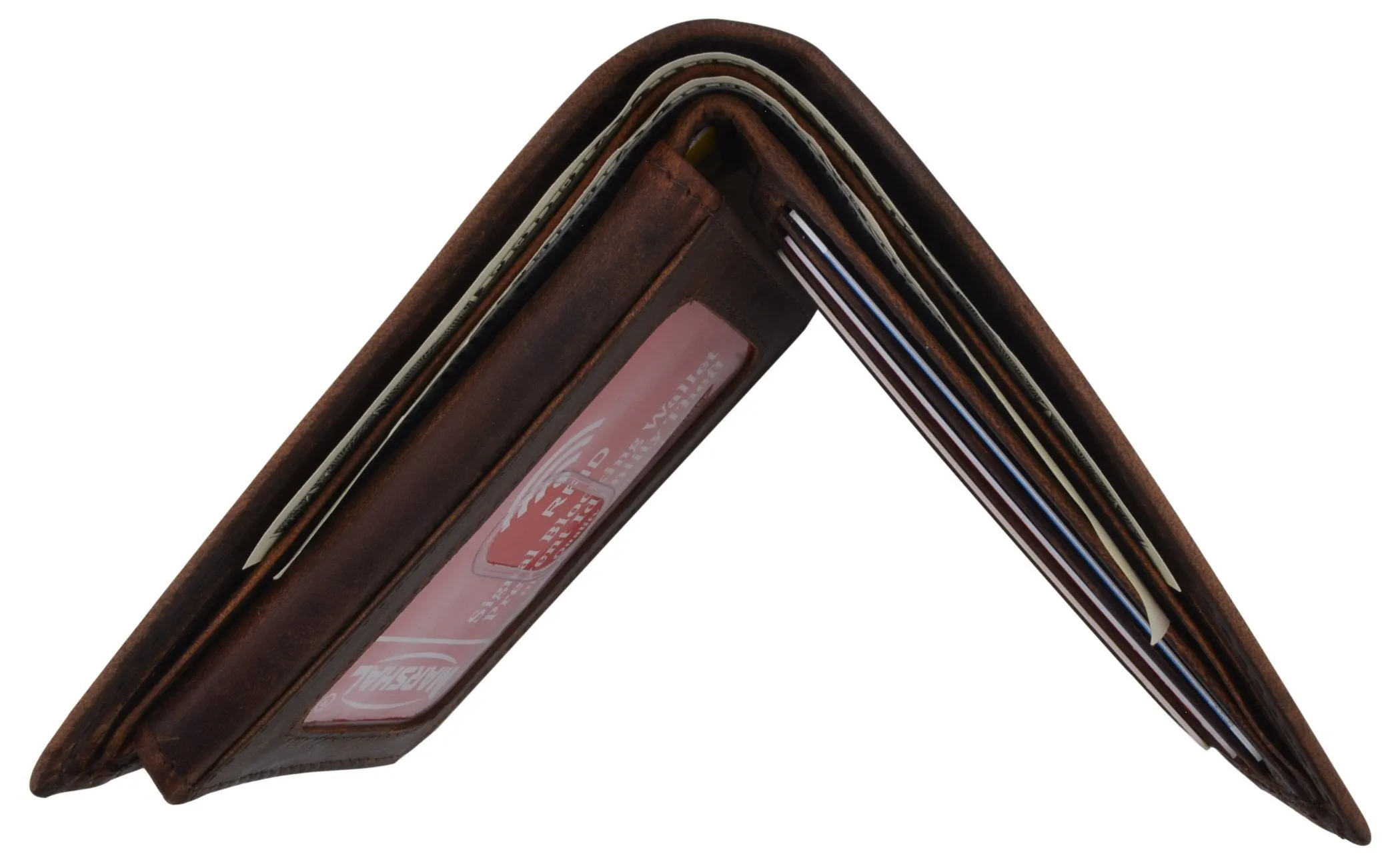 Mens Shelby Cobra Car Logo RFID Leather Bifold Flap Card ID Holder Wallet