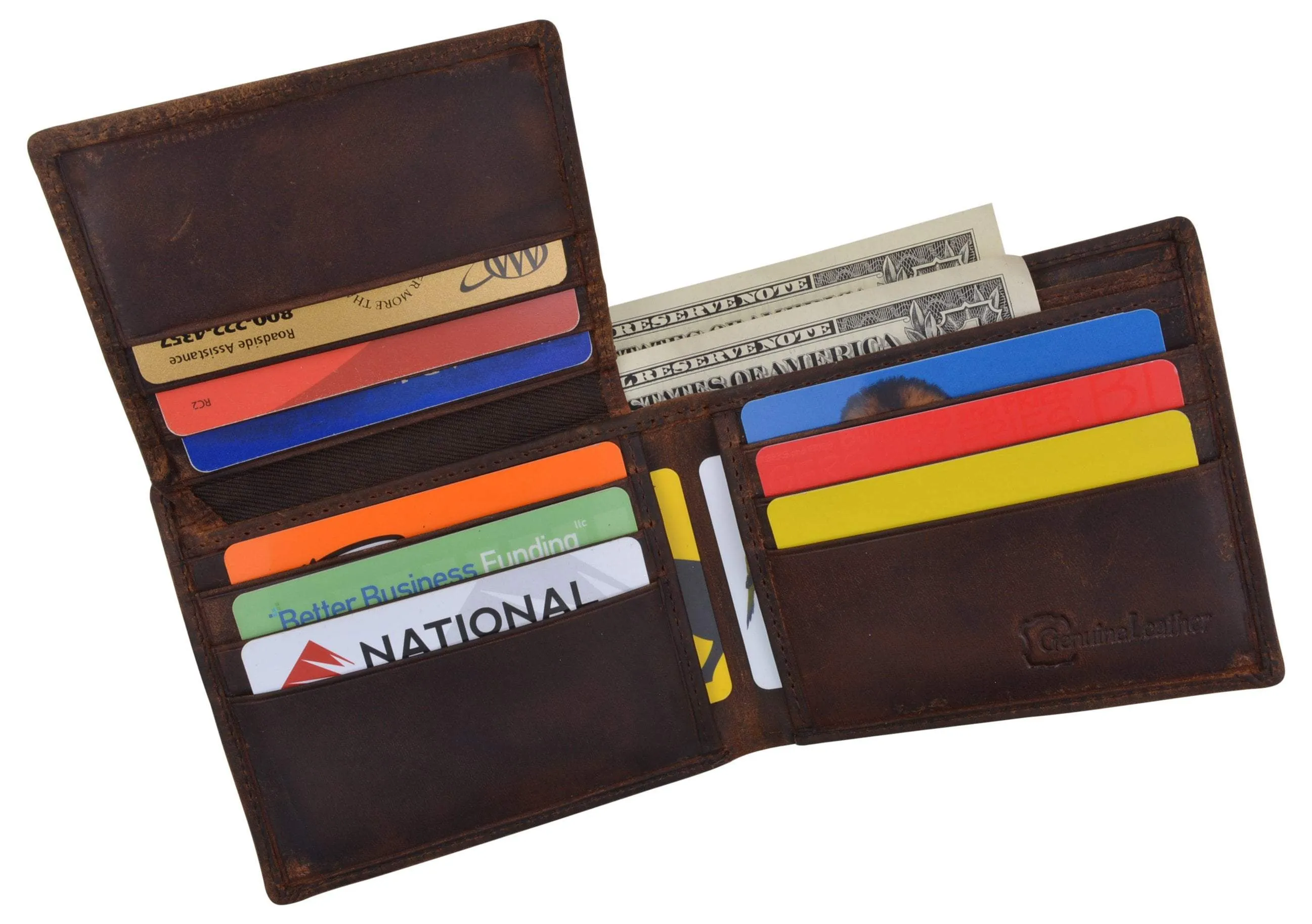 Mens Shelby Cobra Car Logo RFID Leather Bifold Flap Card ID Holder Wallet
