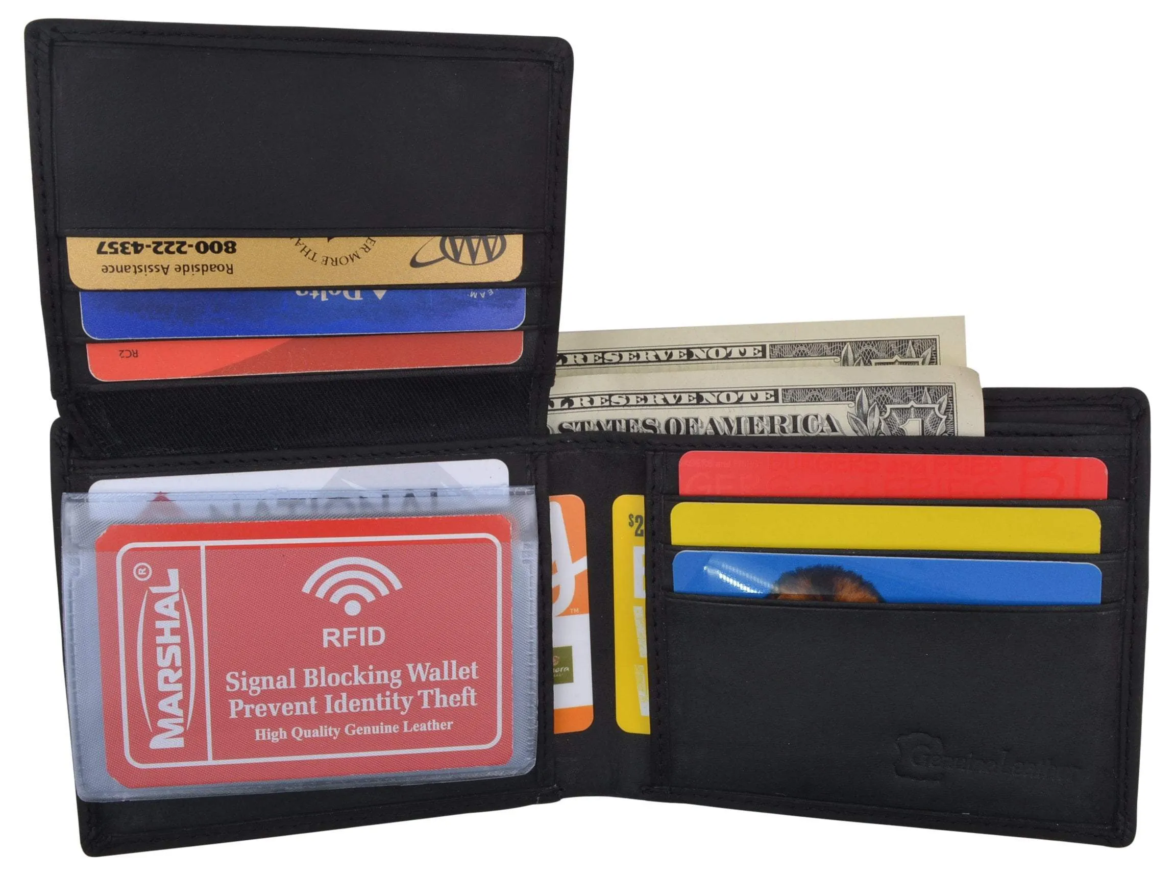 Mens Shelby Cobra Car Logo RFID Leather Bifold Flap Card ID Holder Wallet