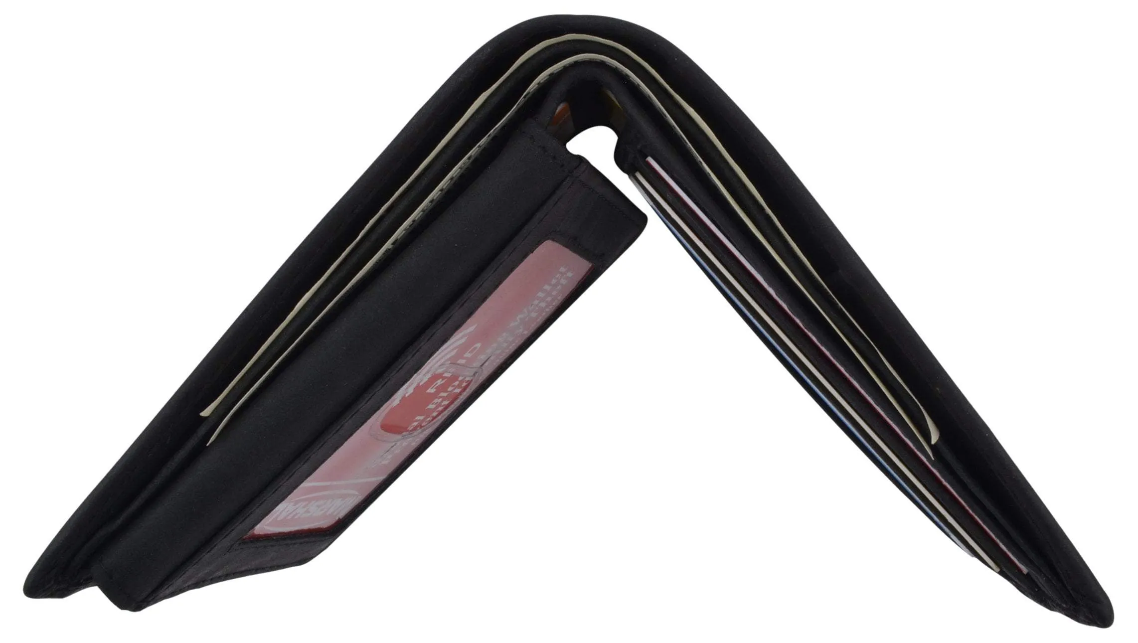 Mens Shelby Cobra Car Logo RFID Leather Bifold Flap Card ID Holder Wallet