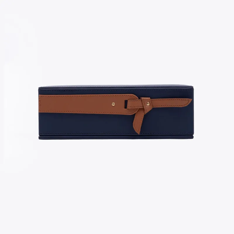 Mona Vegan Leather Tissue Box - Navy Blue