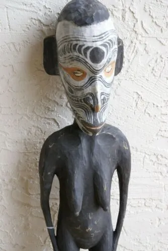Palembei Iatmul Sepik Carved Totem Sculpture Female Pygmy Statue Rare Art 31A14