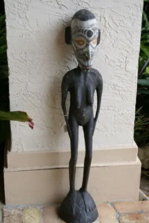 Palembei Iatmul Sepik Carved Totem Sculpture Female Pygmy Statue Rare Art 31A14