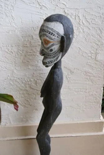 Palembei Iatmul Sepik Carved Totem Sculpture Female Pygmy Statue Rare Art 31A14