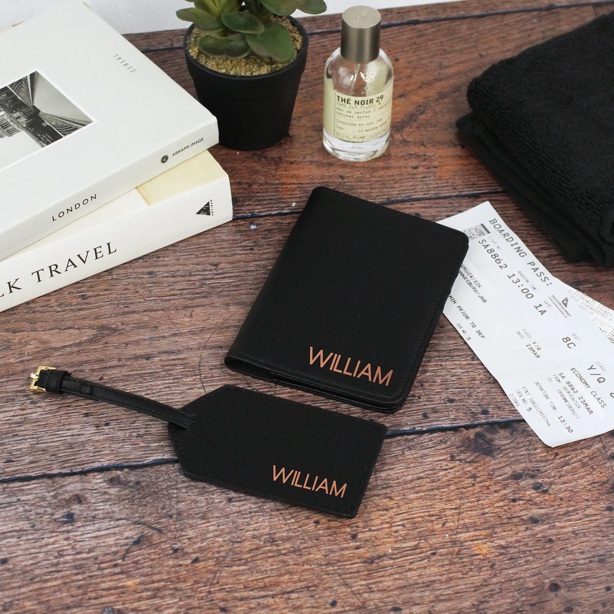 Personalised Men’s Passport Holder & Luggage Tag Set