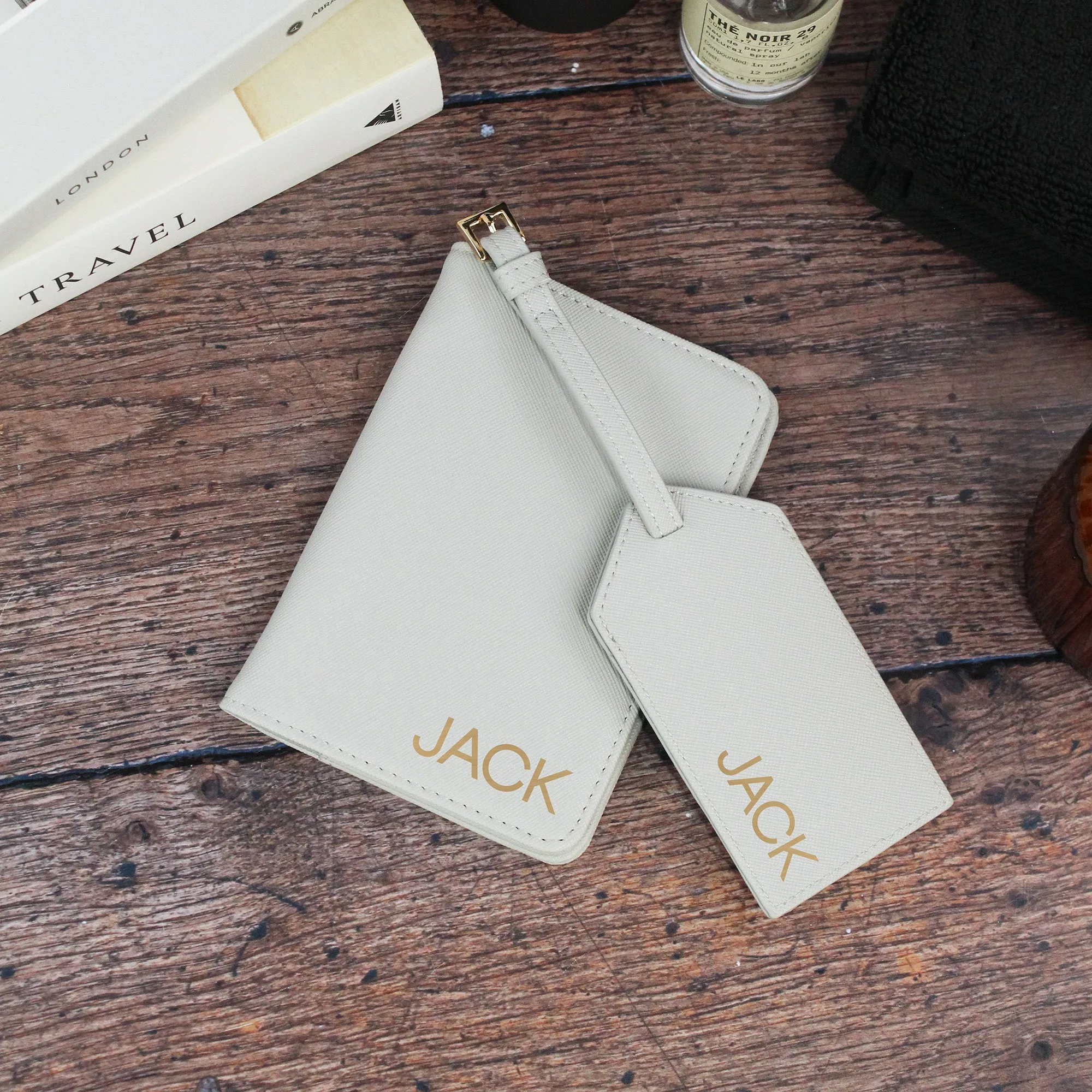 Personalised Men’s Passport Holder & Luggage Tag Set