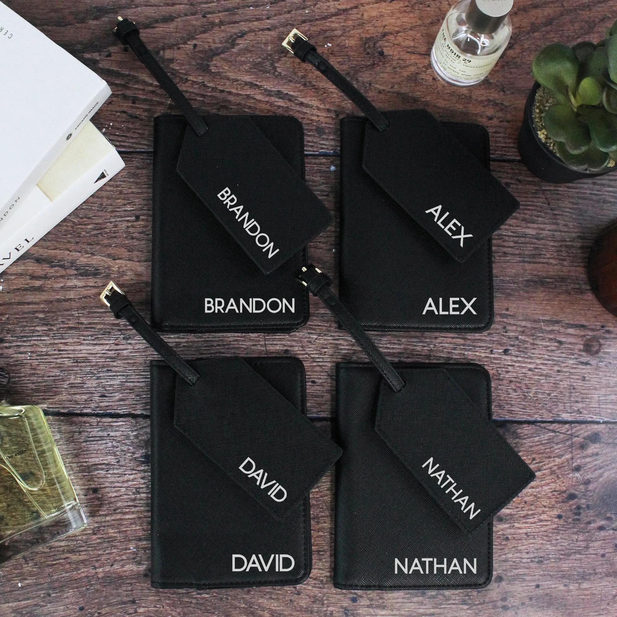 Personalised Men’s Passport Holder & Luggage Tag Set