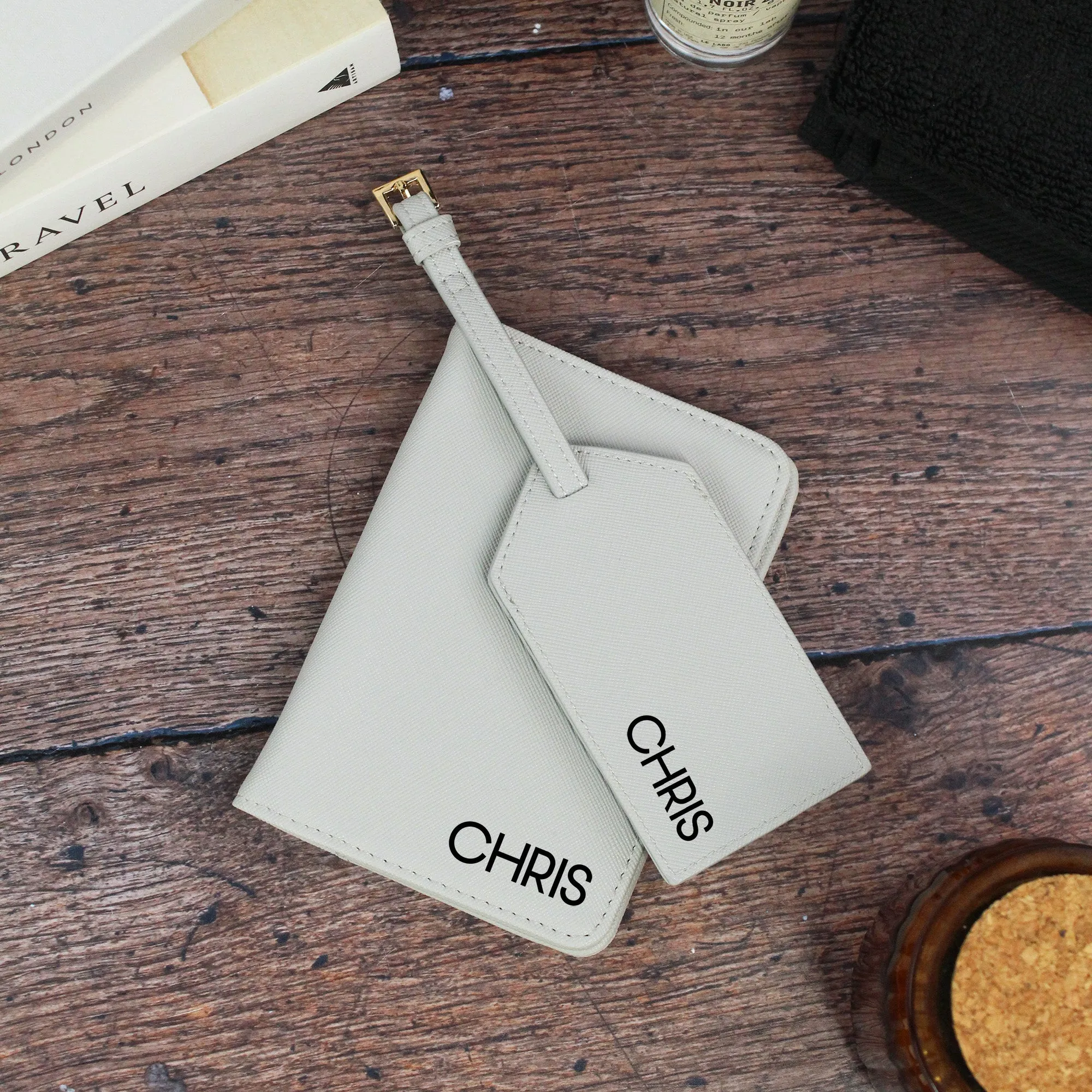 Personalised Men’s Passport Holder & Luggage Tag Set