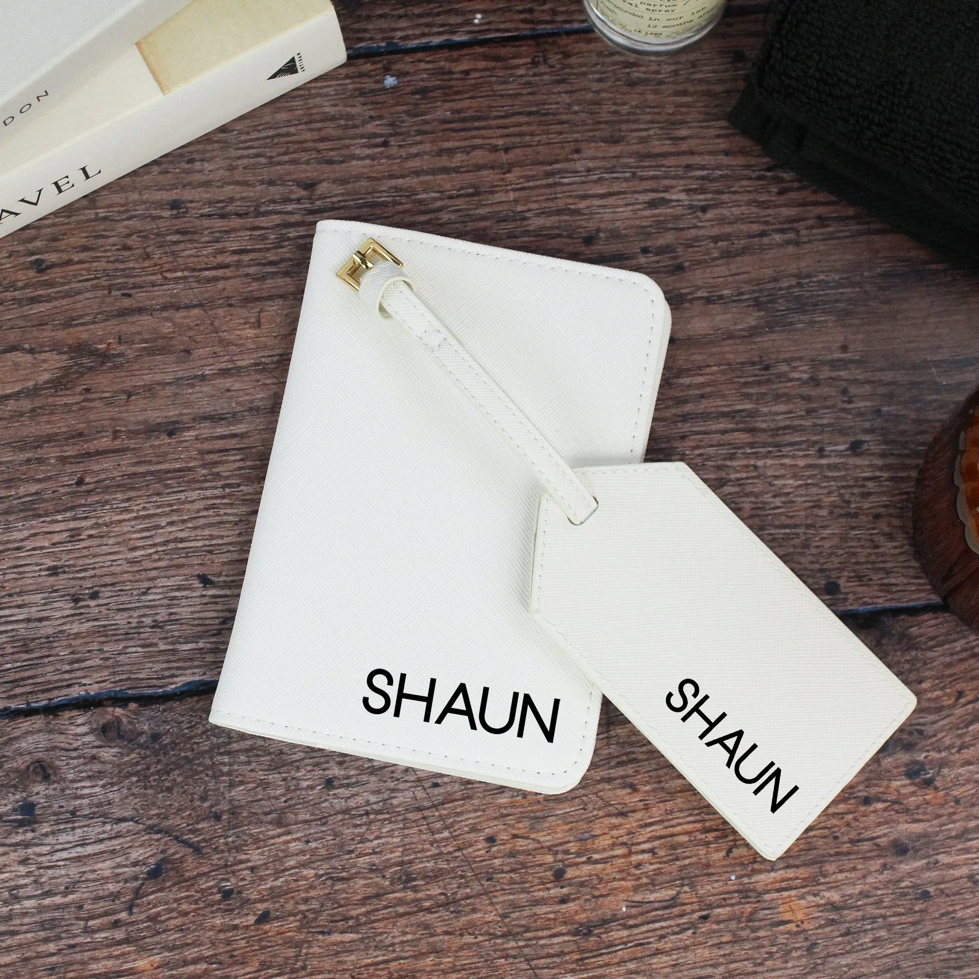 Personalised Men’s Passport Holder & Luggage Tag Set