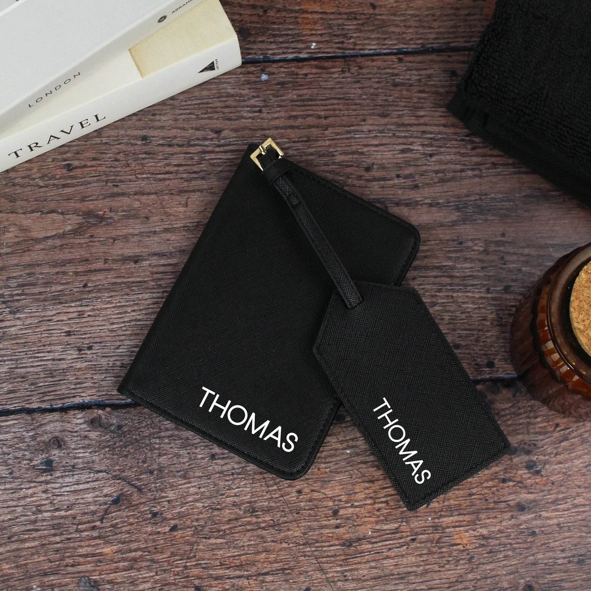 Personalised Men’s Passport Holder & Luggage Tag Set