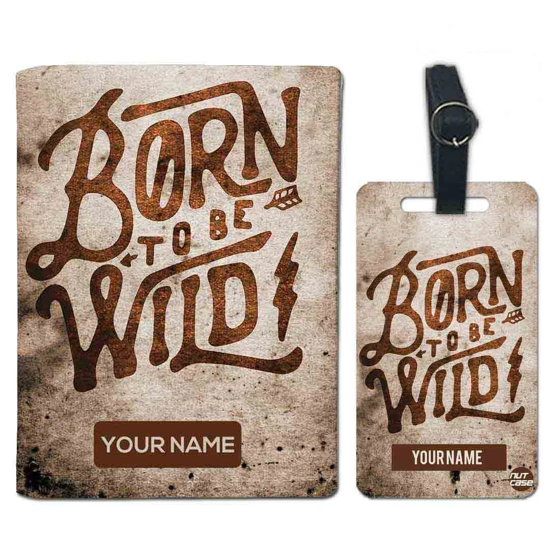 Personalised Passport Cover Travel Baggage Tag - Born to Be Wild