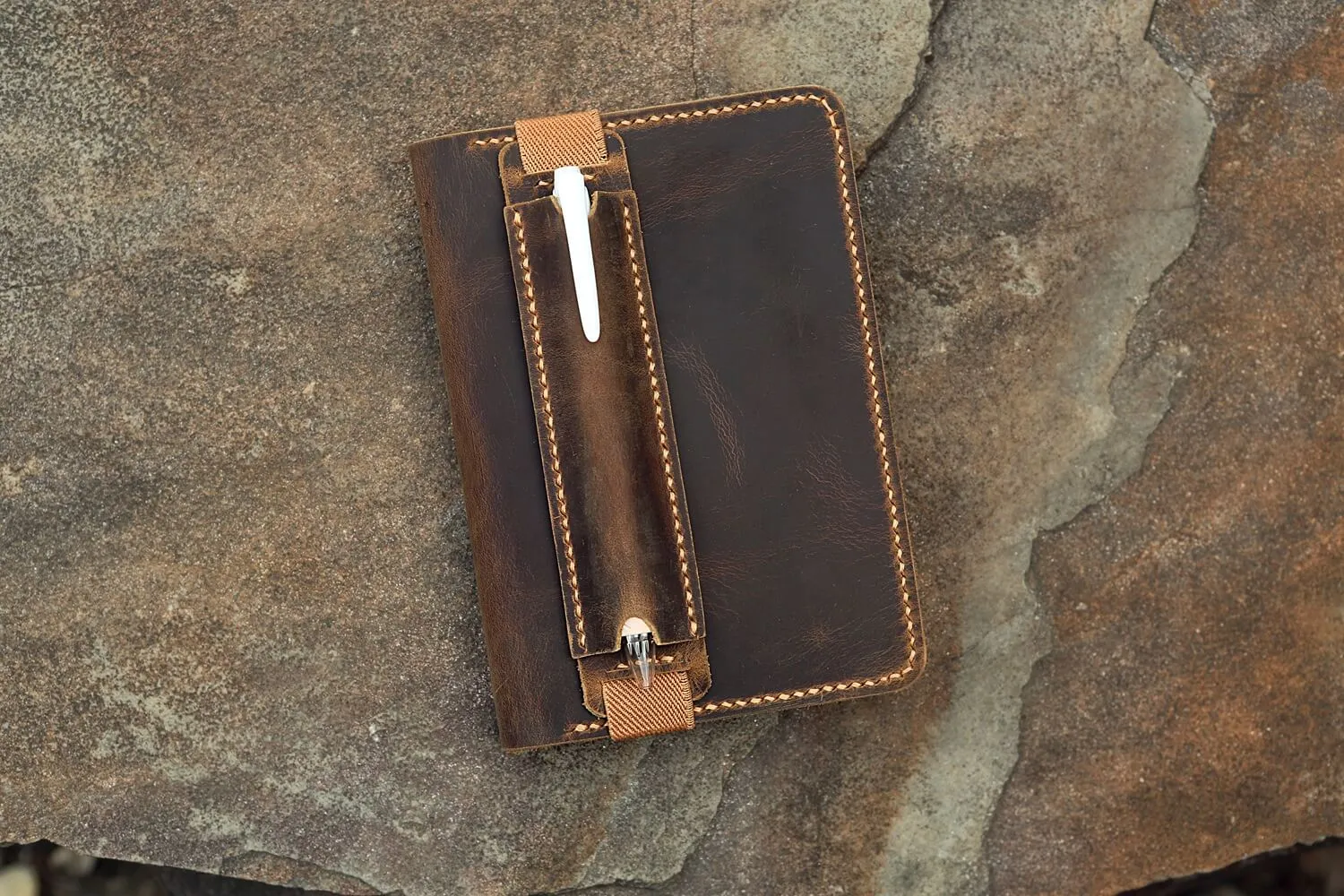 Personalized distressed leather hobonichi techo cover A5 A6