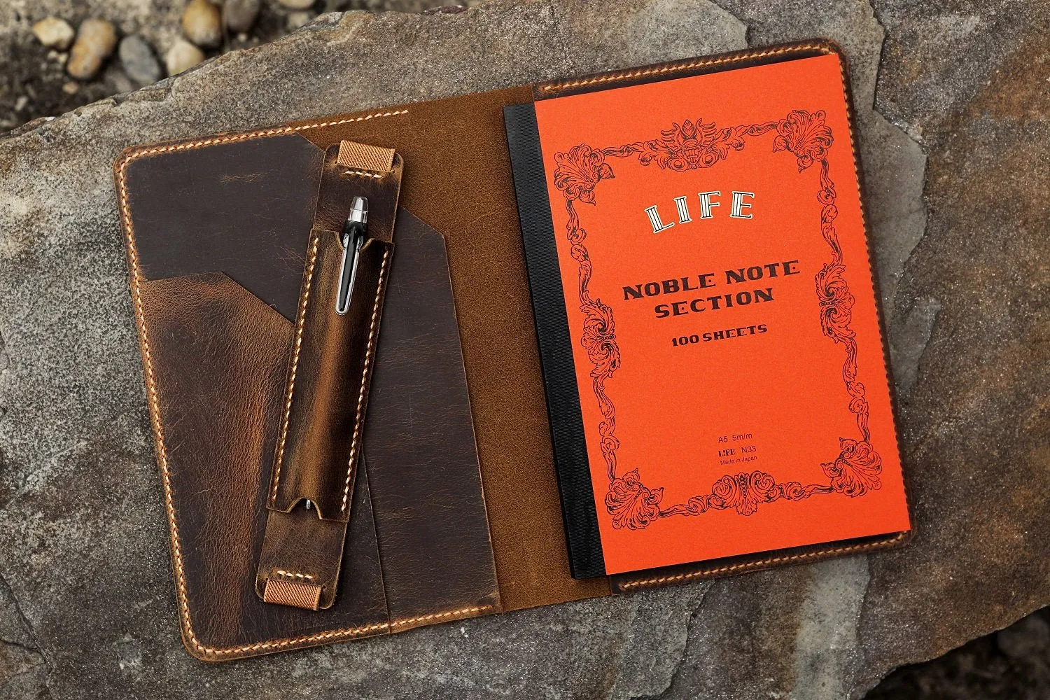 Personalized genuine leather cover sleeve for  Noble Note A5