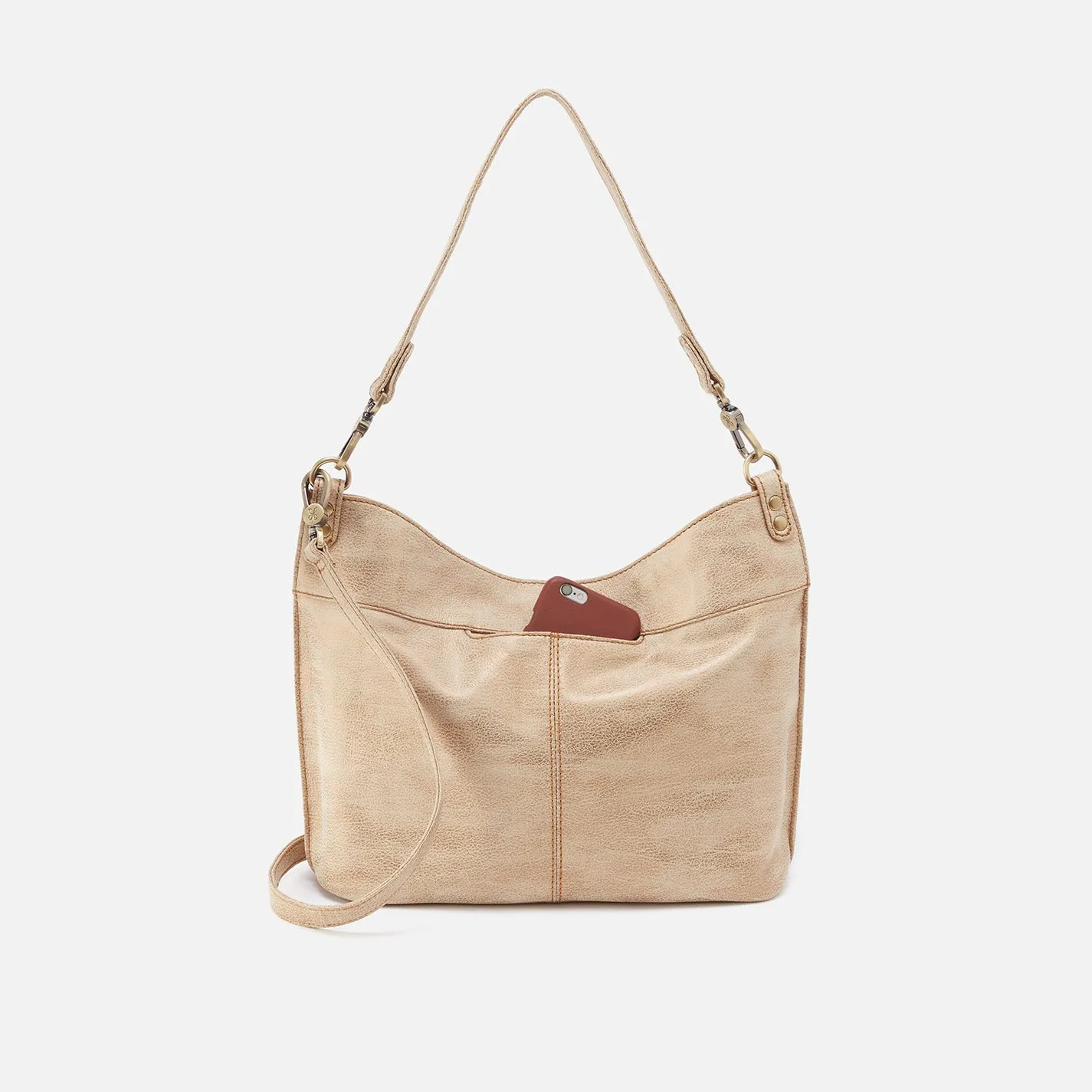 Pier Shoulder Bag in Metallic Leather - Gold Leaf