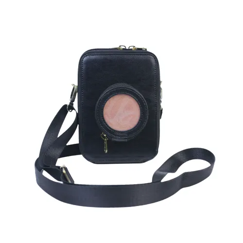 Pikxi Leather Carrying Bag for Instax Mini EVO with 2.5" x 3" Photo Pocket and Compact Lens Compartment (Black, Brown, Coffee)