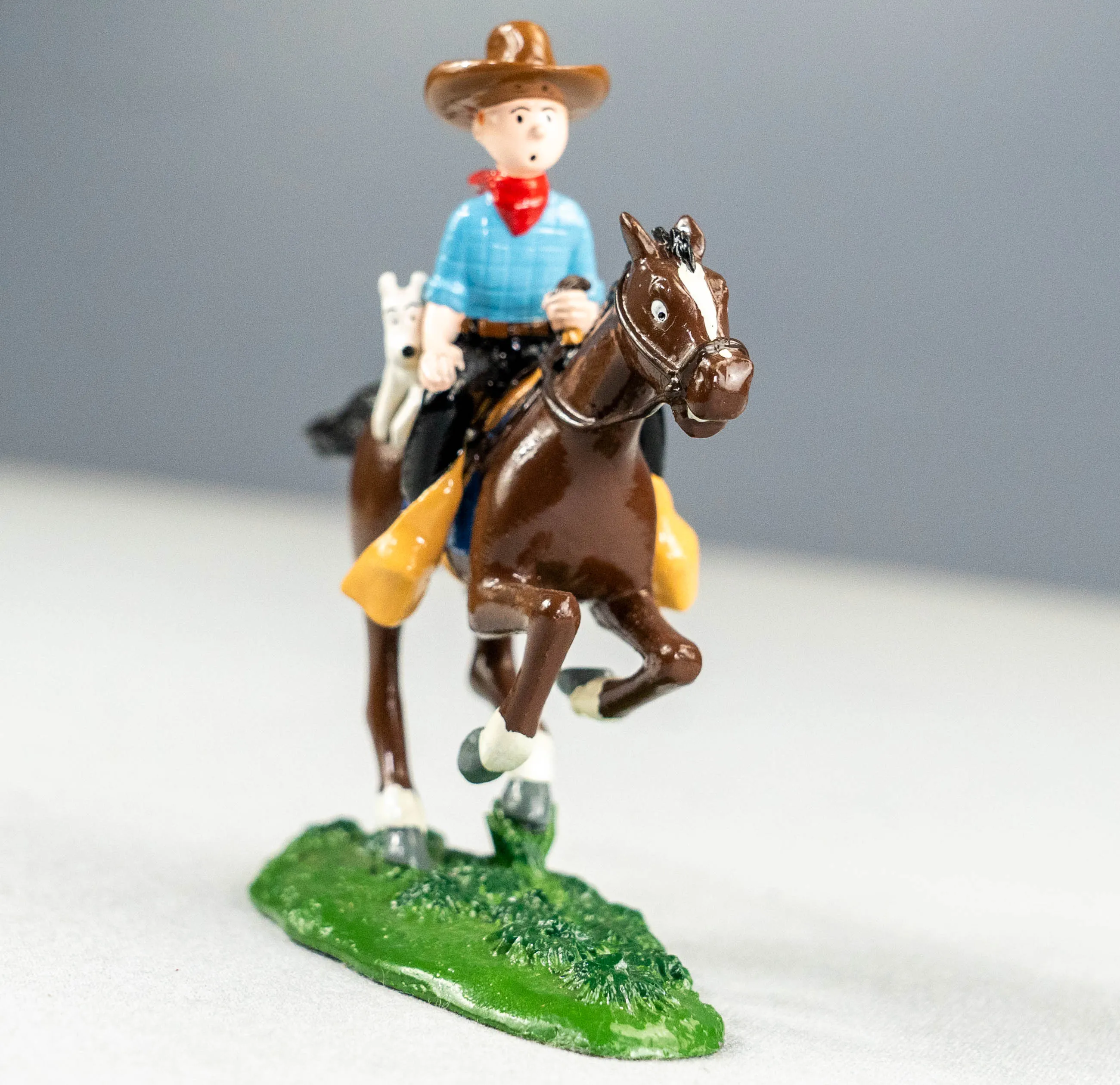 Pixi Statuette 4543 Tintin Cowboy a Cheval 1994 Amerique Rare Metal Figurine