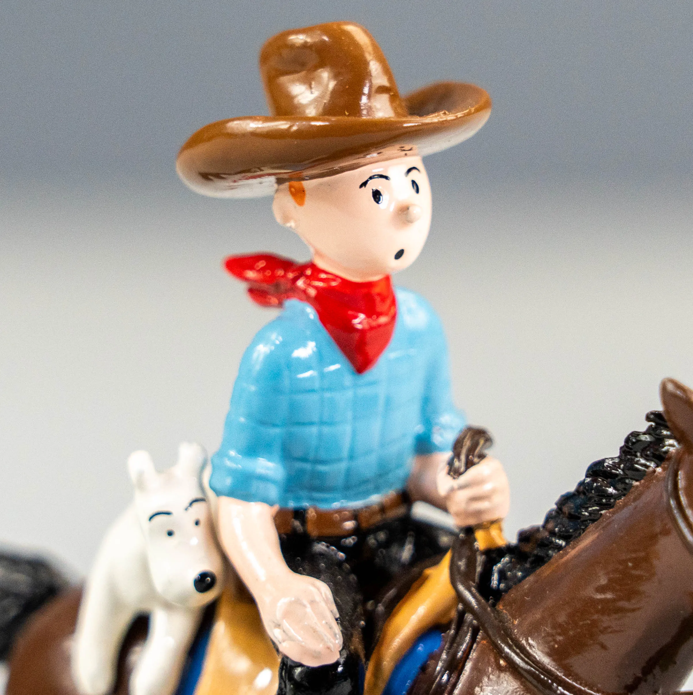 Pixi Statuette 4543 Tintin Cowboy a Cheval 1994 Amerique Rare Metal Figurine