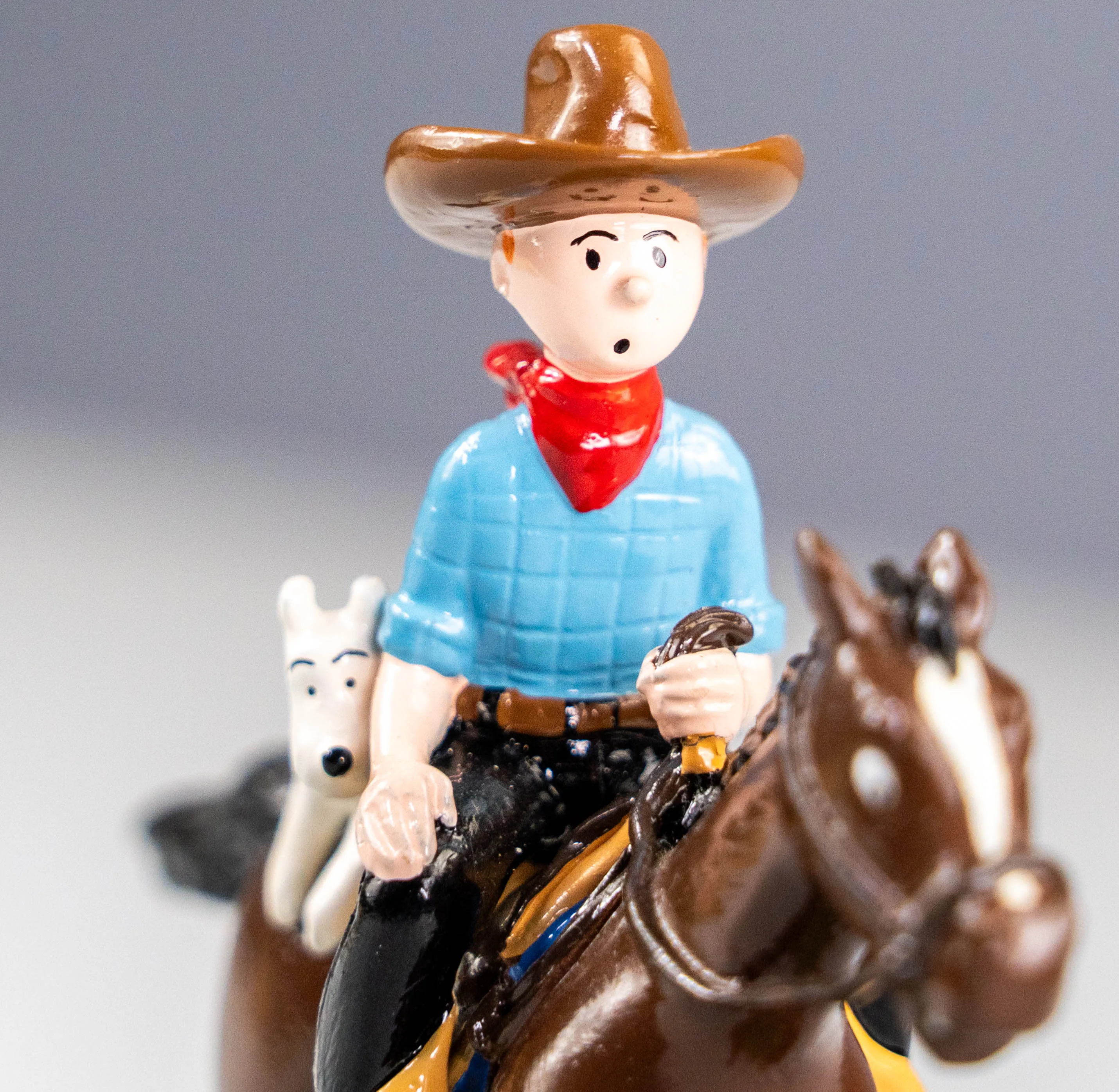 Pixi Statuette 4543 Tintin Cowboy a Cheval 1994 Amerique Rare Metal Figurine