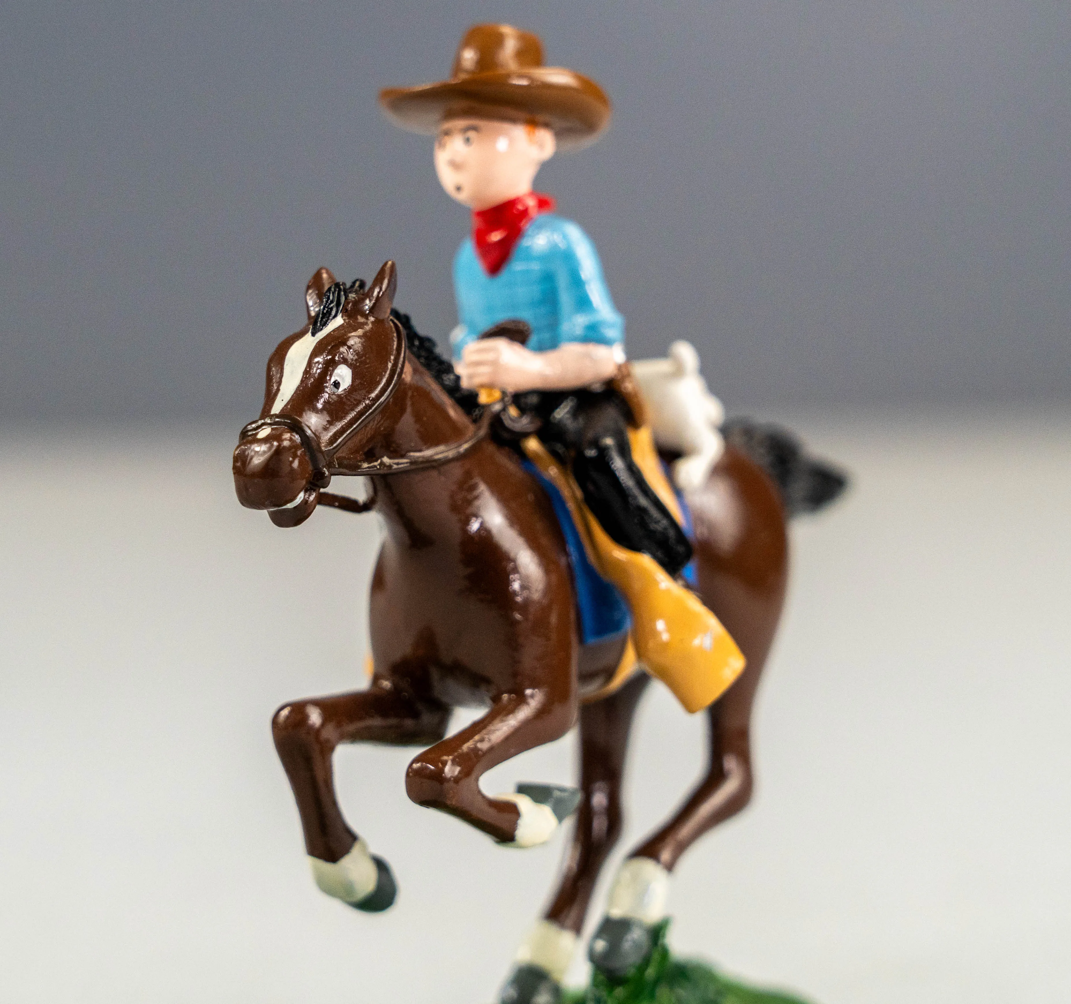 Pixi Statuette 4543 Tintin Cowboy a Cheval 1994 Amerique Rare Metal Figurine
