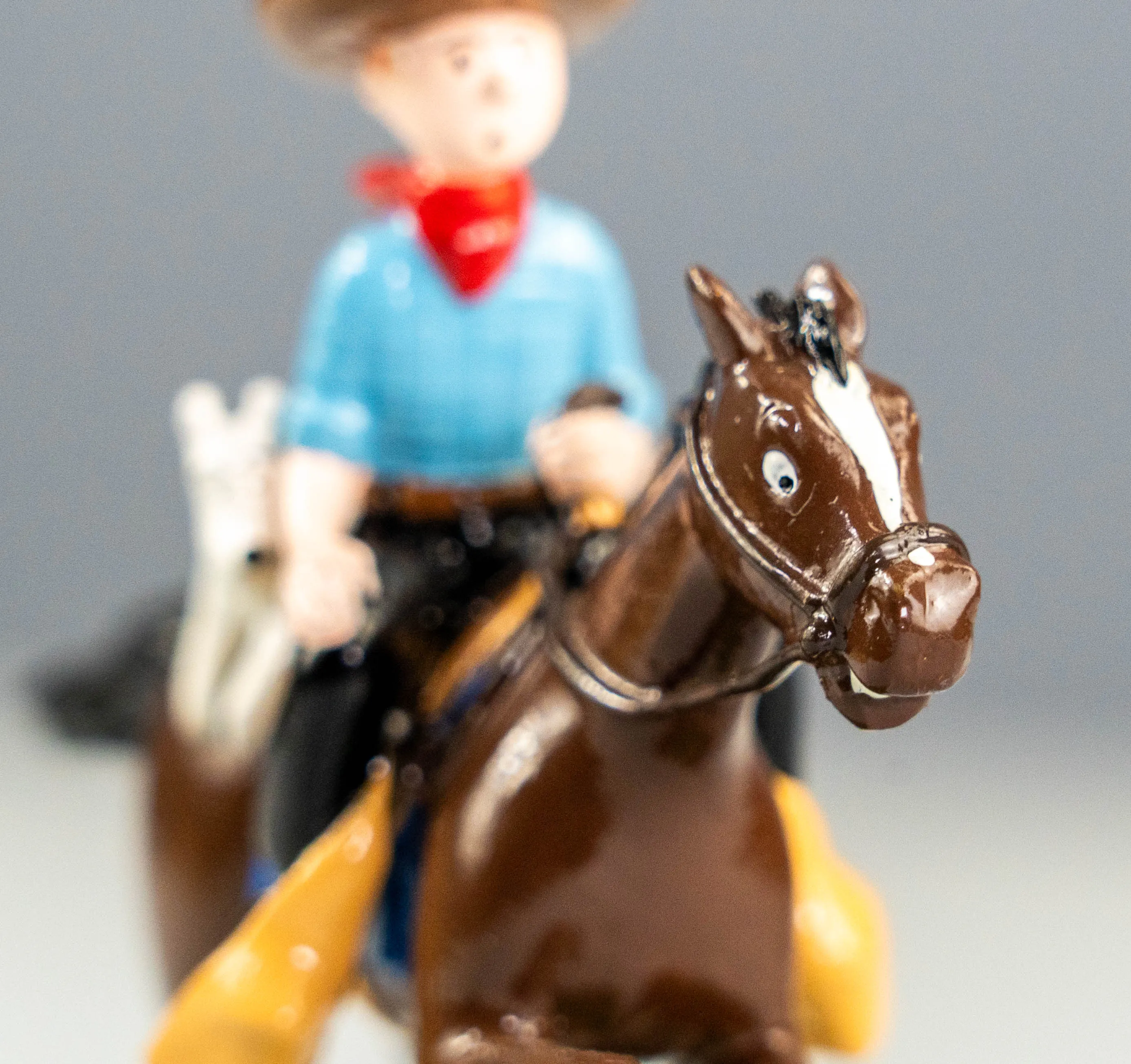 Pixi Statuette 4543 Tintin Cowboy a Cheval 1994 Amerique Rare Metal Figurine