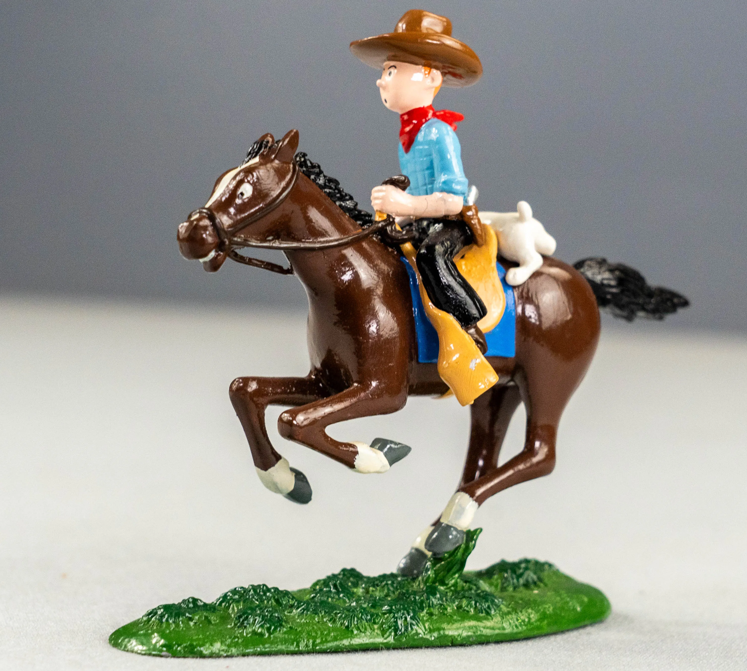 Pixi Statuette 4543 Tintin Cowboy a Cheval 1994 Amerique Rare Metal Figurine