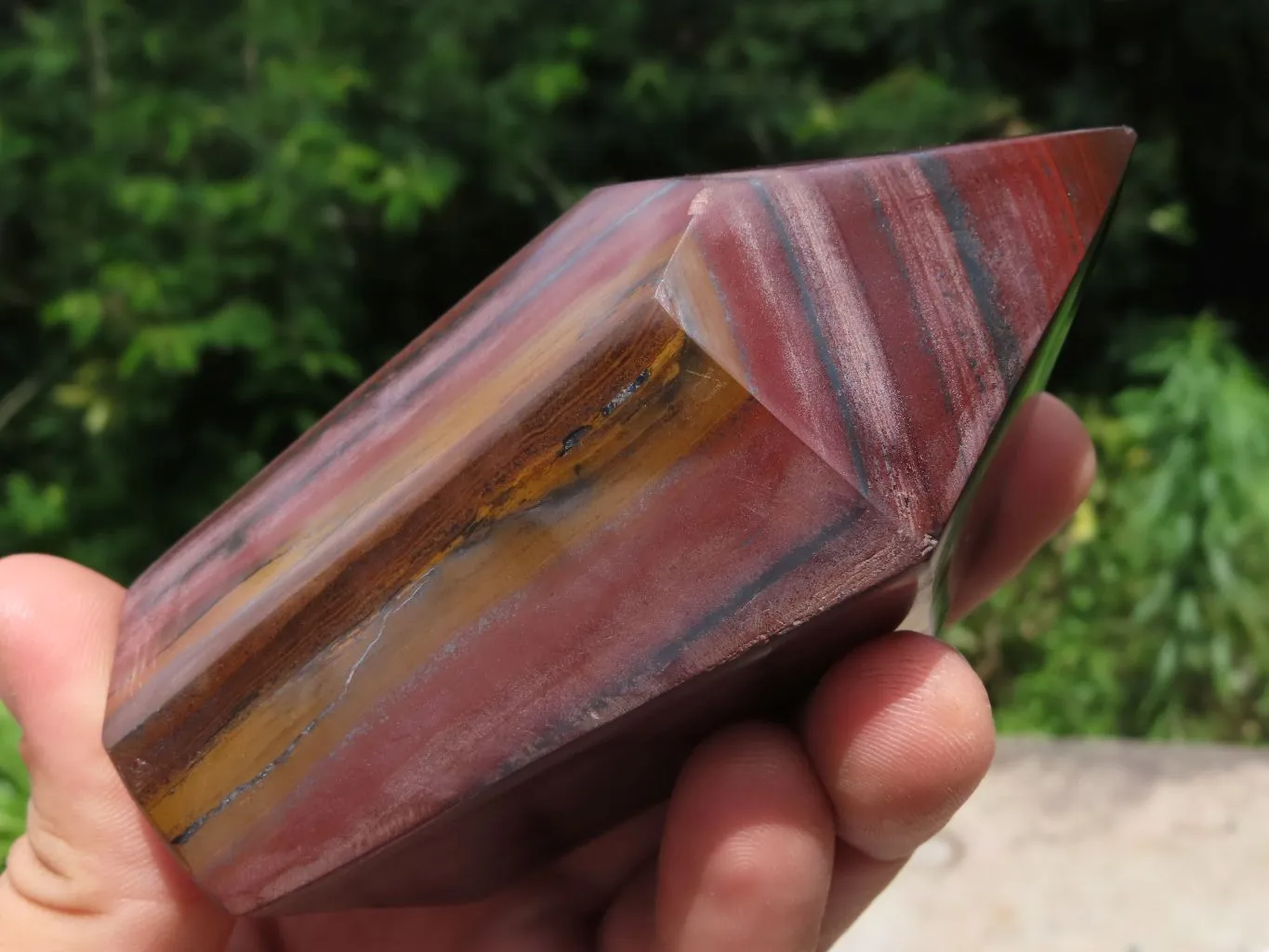 Polished Stunning A Grade Silver & Red Muggle Stone/ Banded Iron Stone Crystal Points x 3 From Prieska, South Africa