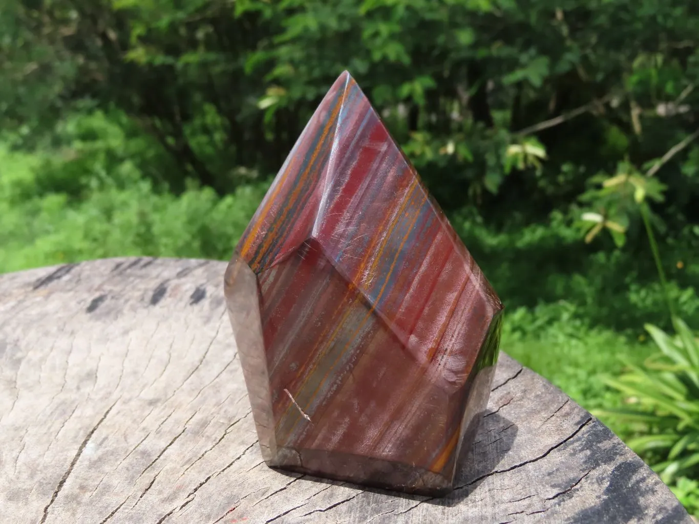 Polished Stunning A Grade Silver & Red Muggle Stone/ Banded Iron Stone Crystal Points x 3 From Prieska, South Africa