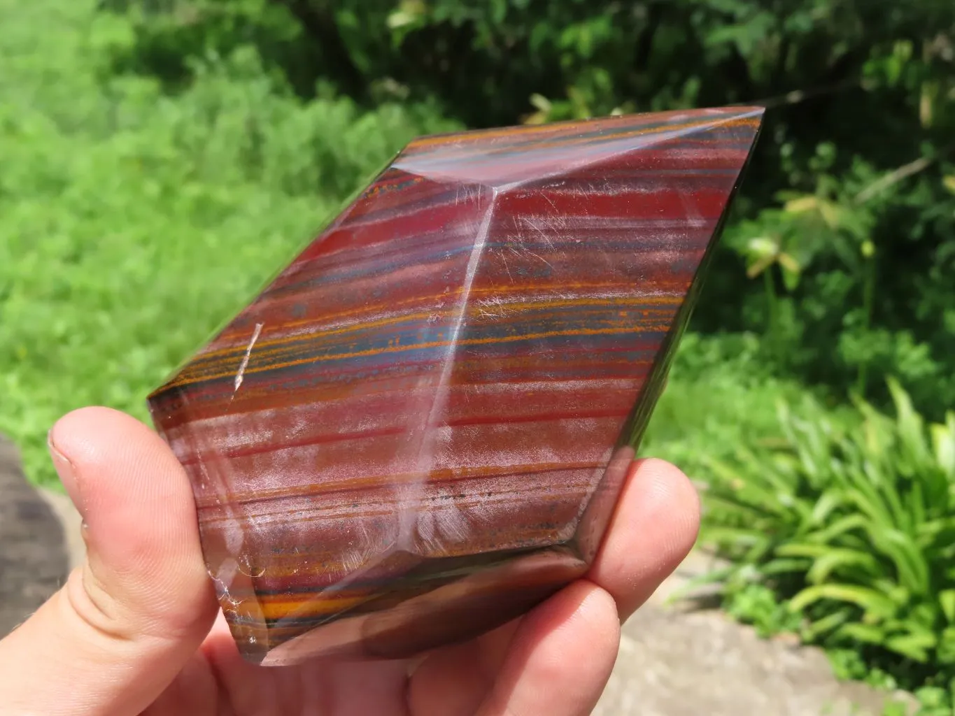 Polished Stunning A Grade Silver & Red Muggle Stone/ Banded Iron Stone Crystal Points x 3 From Prieska, South Africa