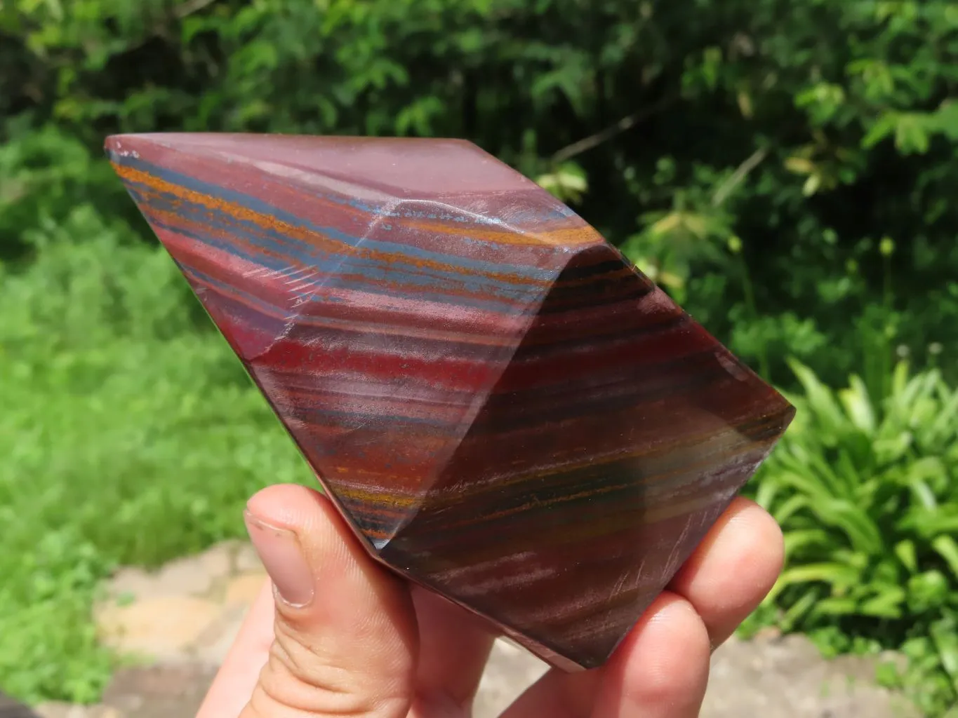 Polished Stunning A Grade Silver & Red Muggle Stone/ Banded Iron Stone Crystal Points x 3 From Prieska, South Africa