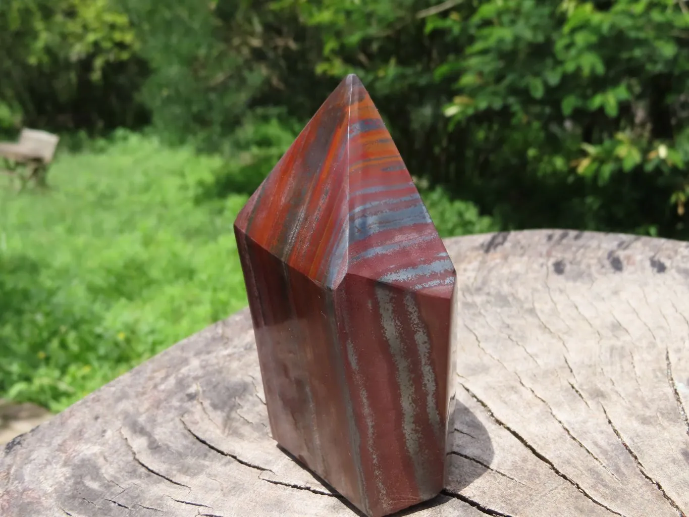 Polished Stunning A Grade Silver & Red Muggle Stone/ Banded Iron Stone Crystal Points x 3 From Prieska, South Africa