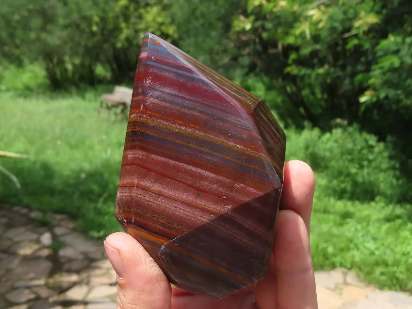 Polished Stunning A Grade Silver & Red Muggle Stone/ Banded Iron Stone Crystal Points x 3 From Prieska, South Africa