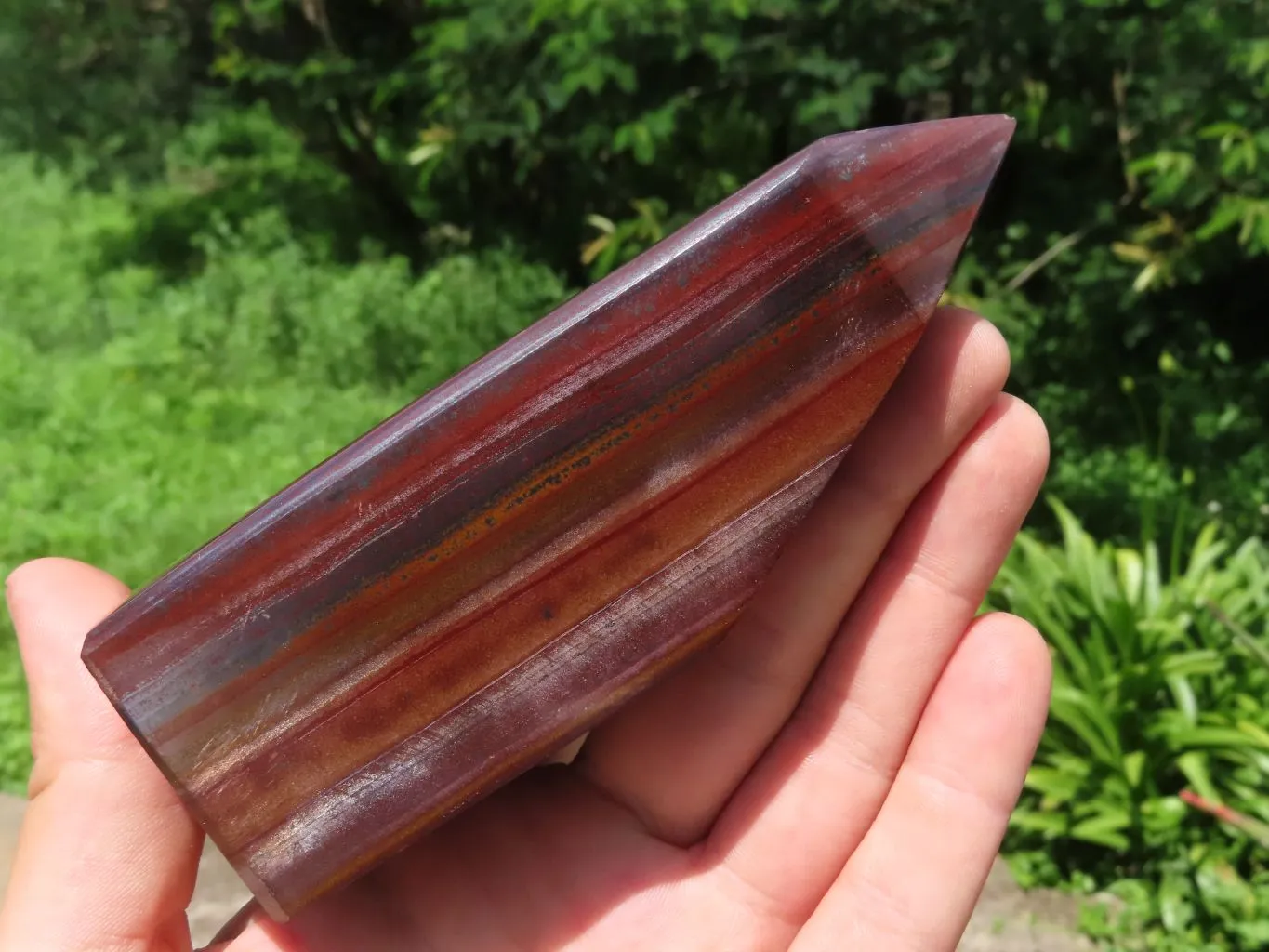 Polished Stunning A Grade Silver & Red Muggle Stone/ Banded Iron Stone Crystal Points x 3 From Prieska, South Africa