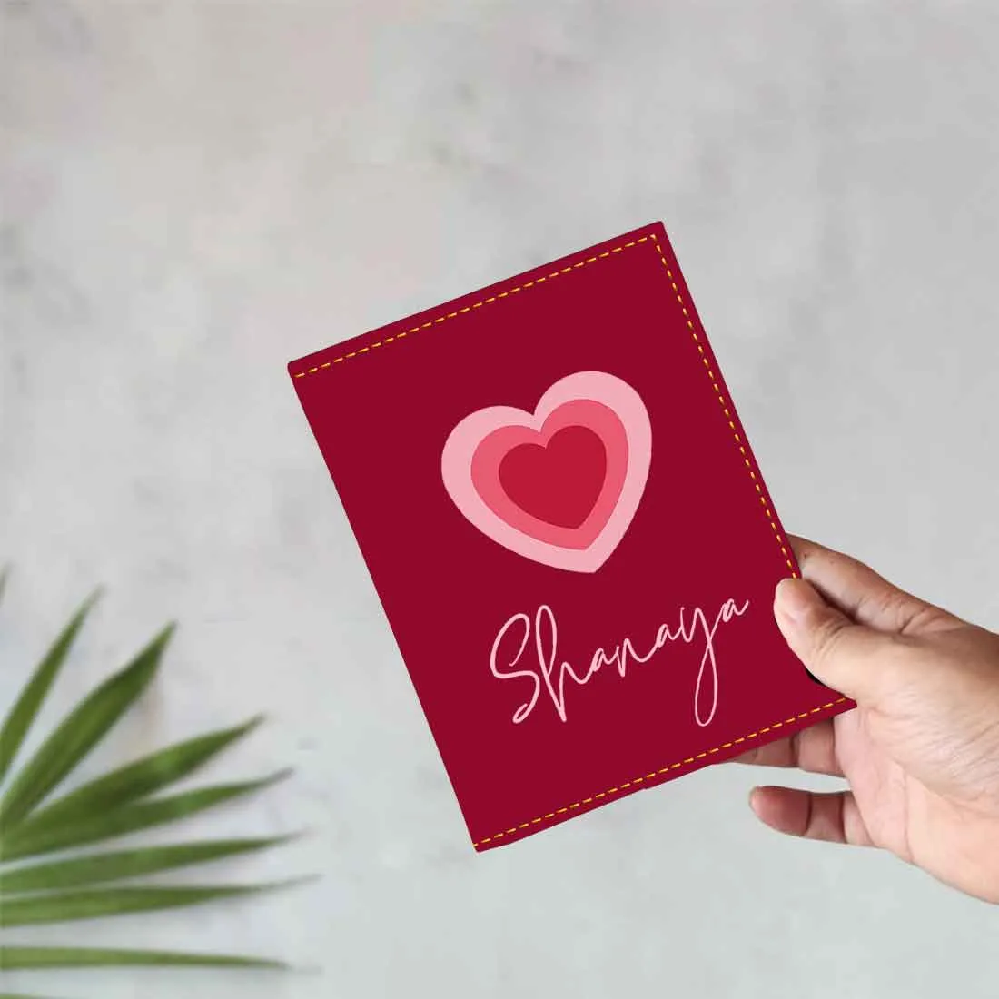 Pu Leather Personalized Passport Cover and Luggage Tag - Heart