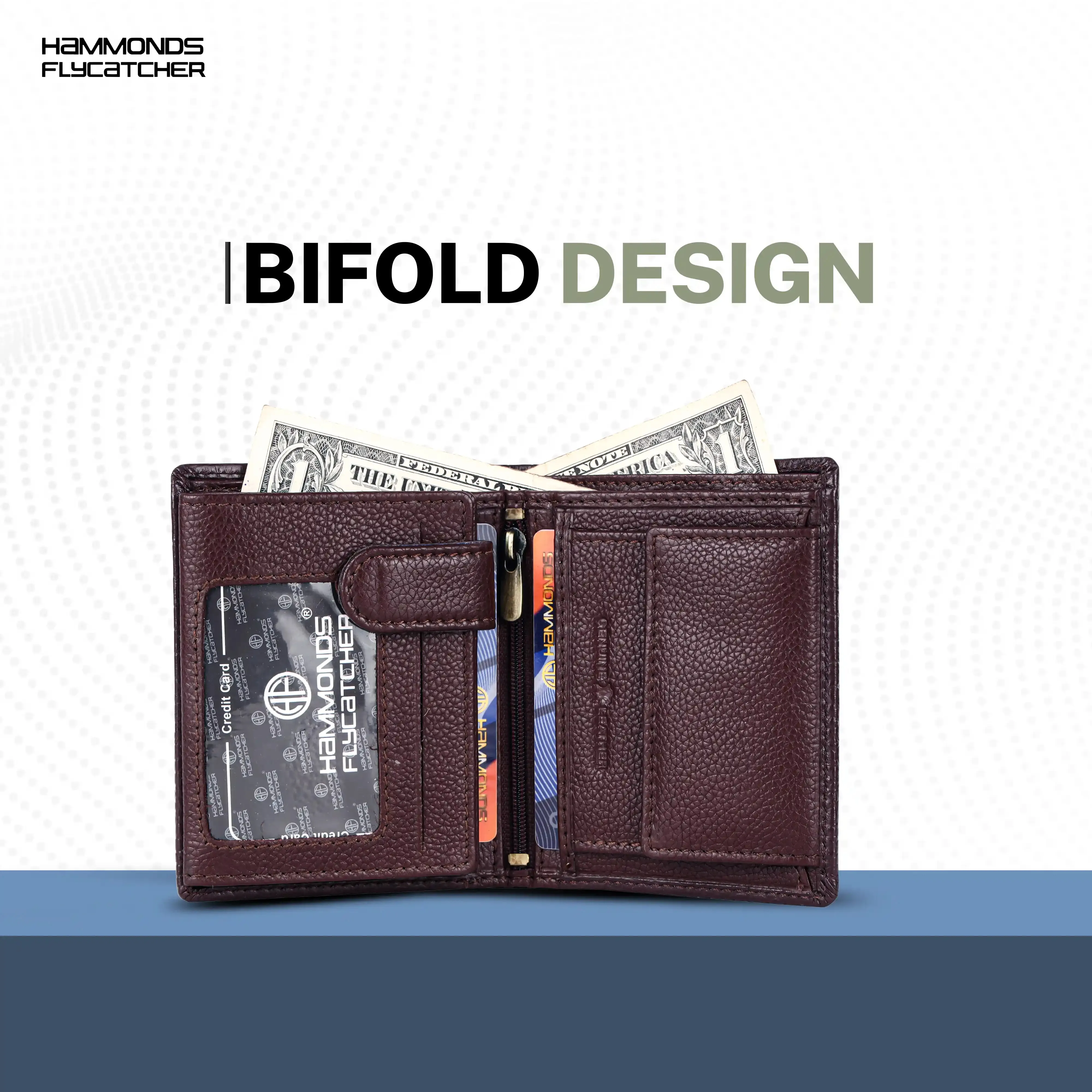 Pure Leather Wallet for Men - RFID Bifold with 6 Card Slots, Zipper & Coin Pockets - Gift for Him