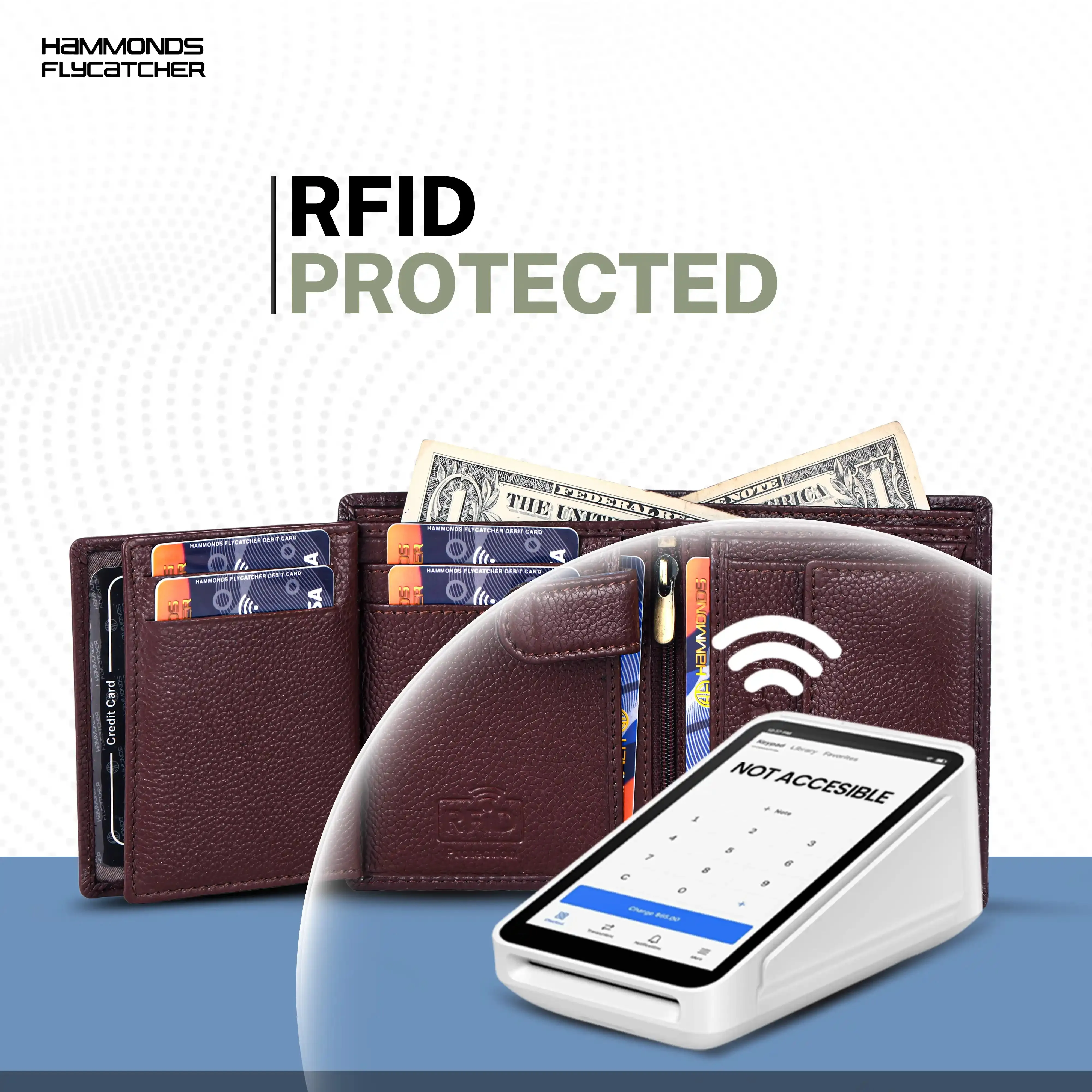 Pure Leather Wallet for Men - RFID Bifold with 6 Card Slots, Zipper & Coin Pockets - Gift for Him