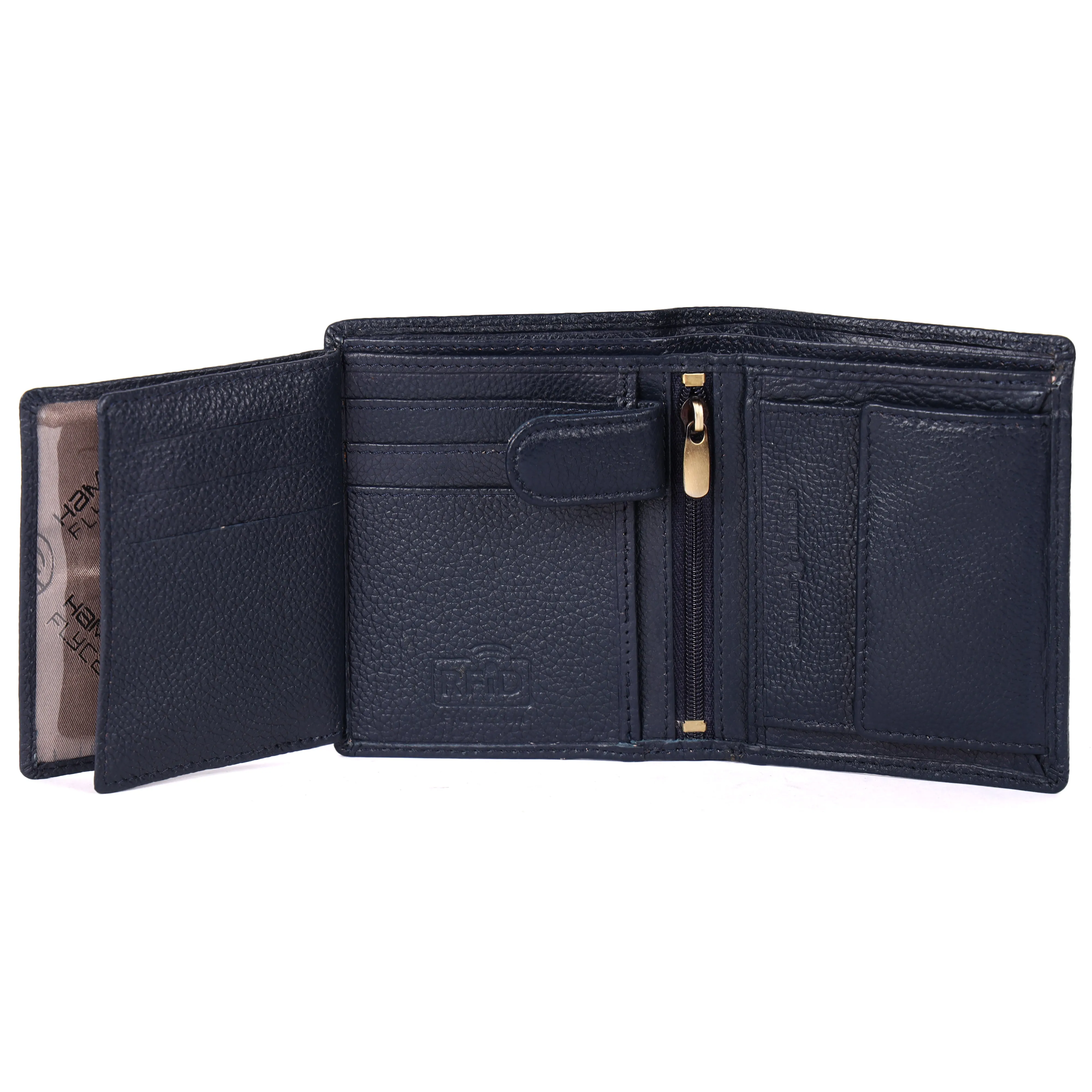 Pure Leather Wallet for Men - RFID Bifold with 6 Card Slots, Zipper & Coin Pockets - Gift for Him