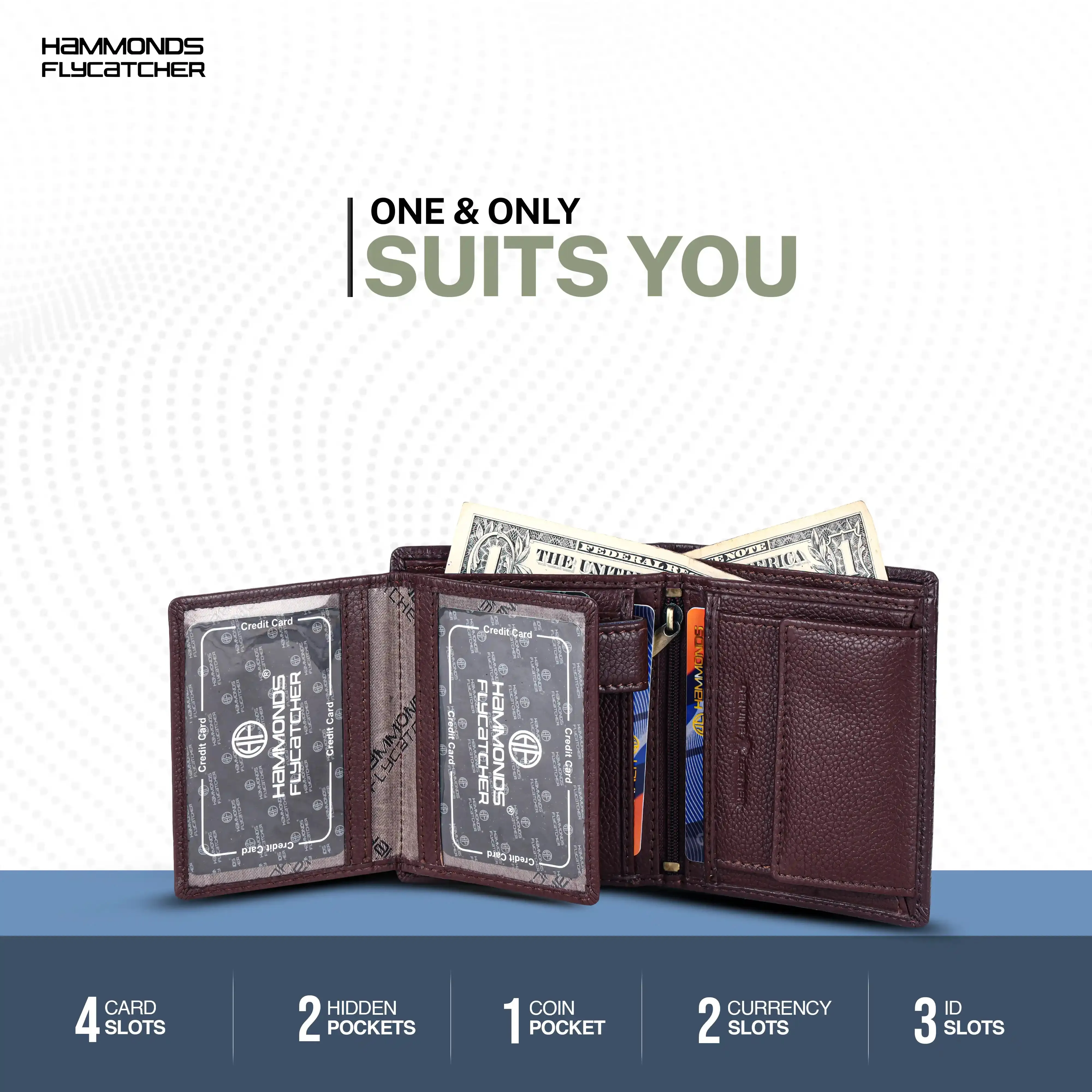 Pure Leather Wallet for Men - RFID Bifold with 6 Card Slots, Zipper & Coin Pockets - Gift for Him