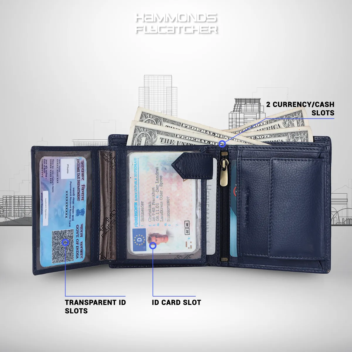 Pure Leather Wallet for Men - RFID Bifold with 6 Card Slots, Zipper & Coin Pockets - Gift for Him