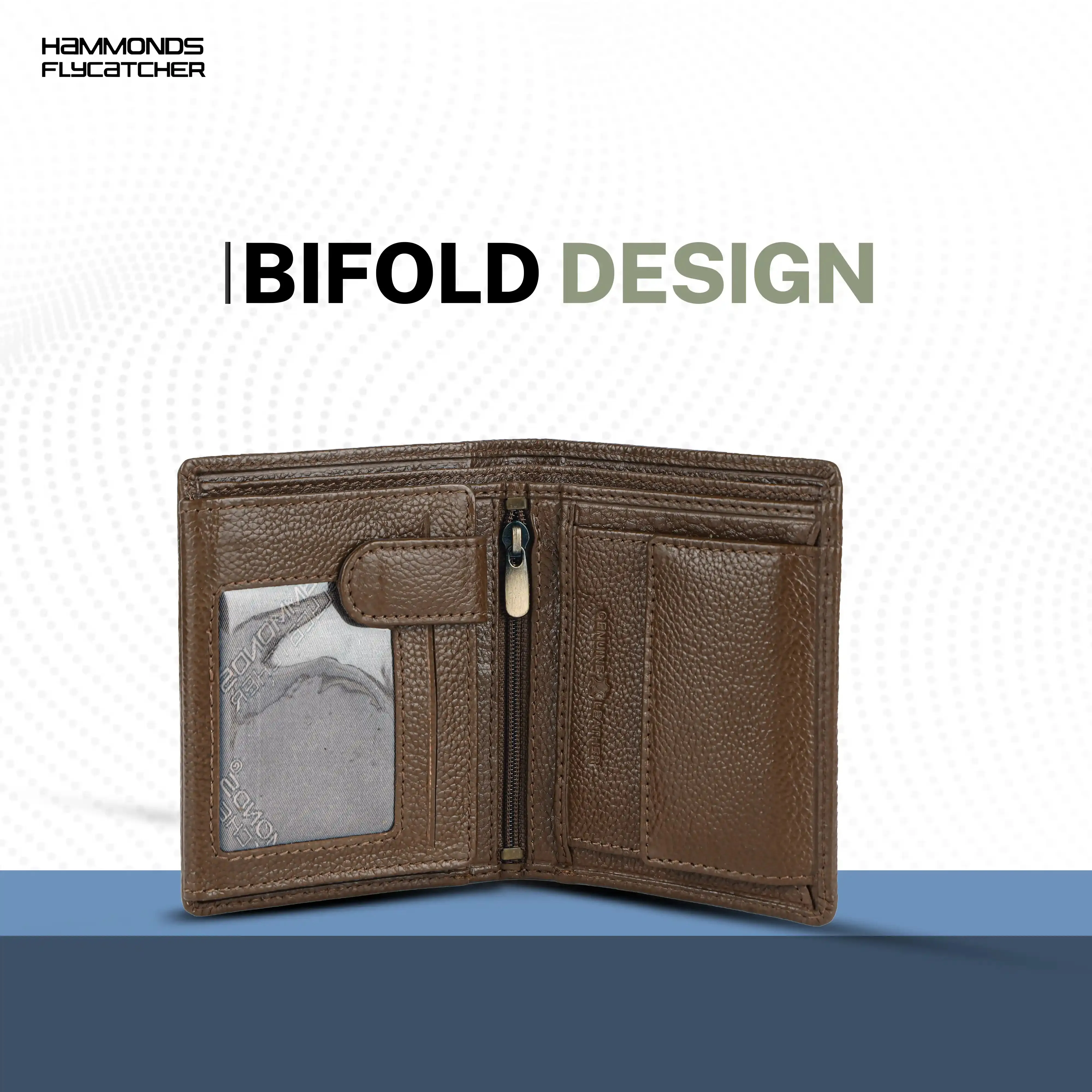 Pure Leather Wallet for Men - RFID Bifold with 6 Card Slots, Zipper & Coin Pockets - Gift for Him