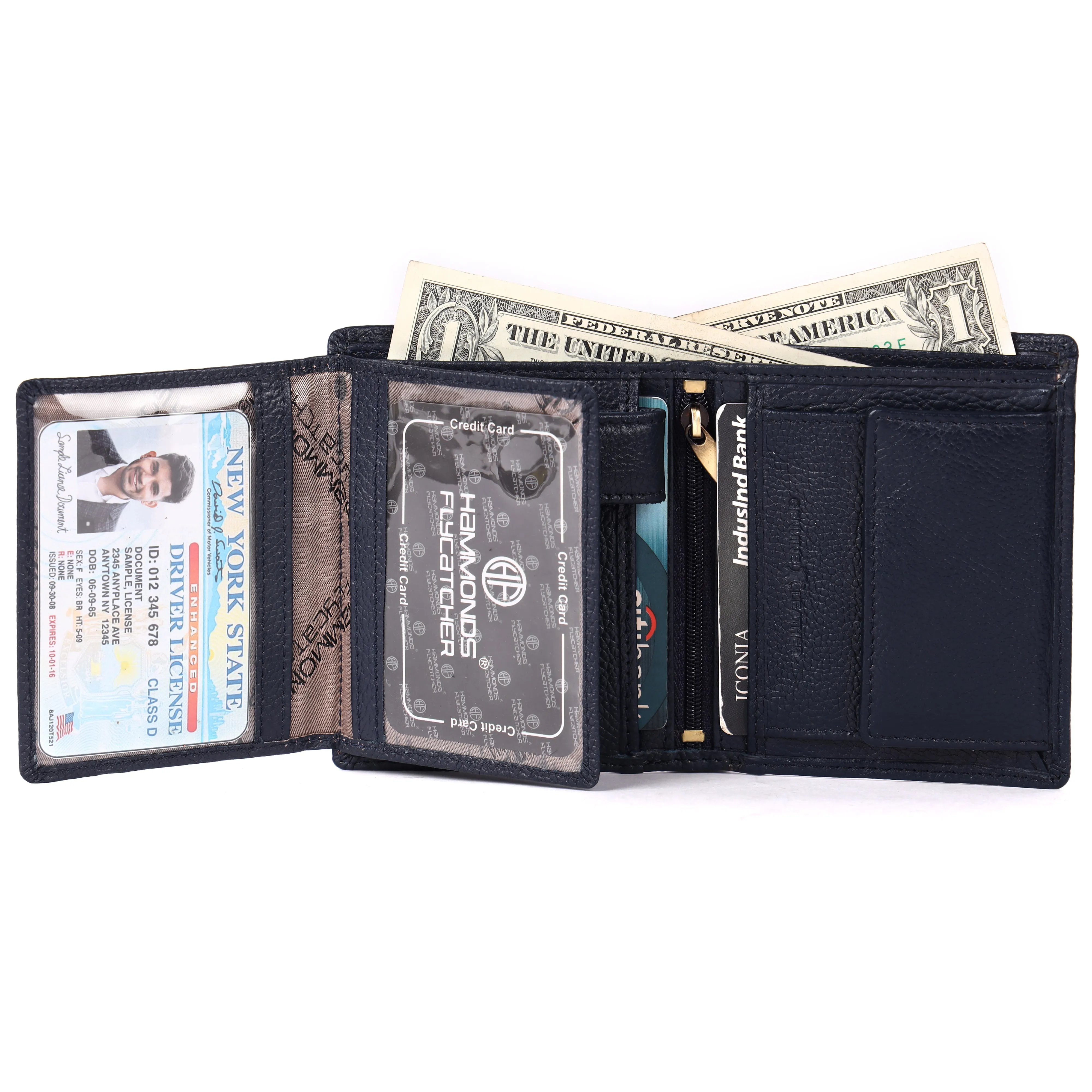 Pure Leather Wallet for Men - RFID Bifold with 6 Card Slots, Zipper & Coin Pockets - Gift for Him