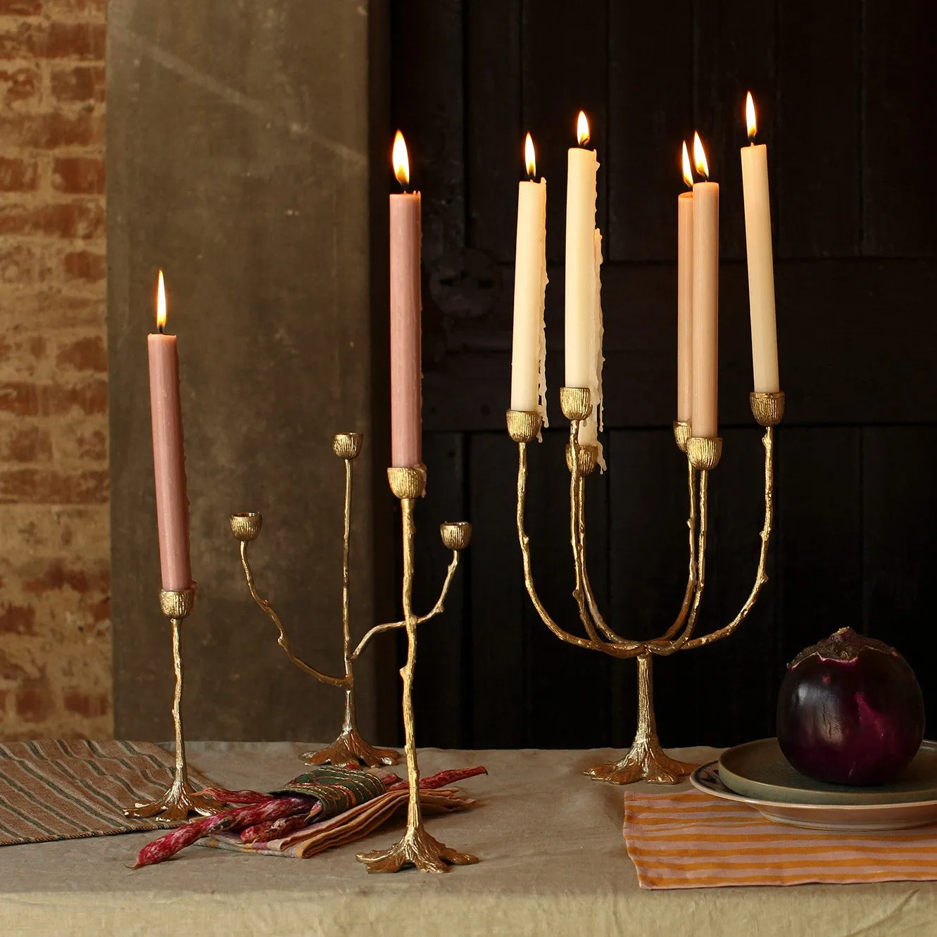Recycled Brass Tree Multi Candleholder Candelabra