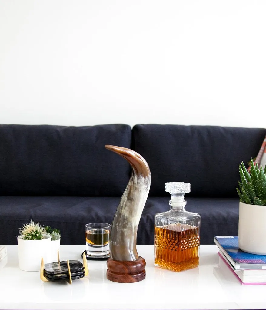 Rose and Fitzgerald Ankole Horn Object on Round Base