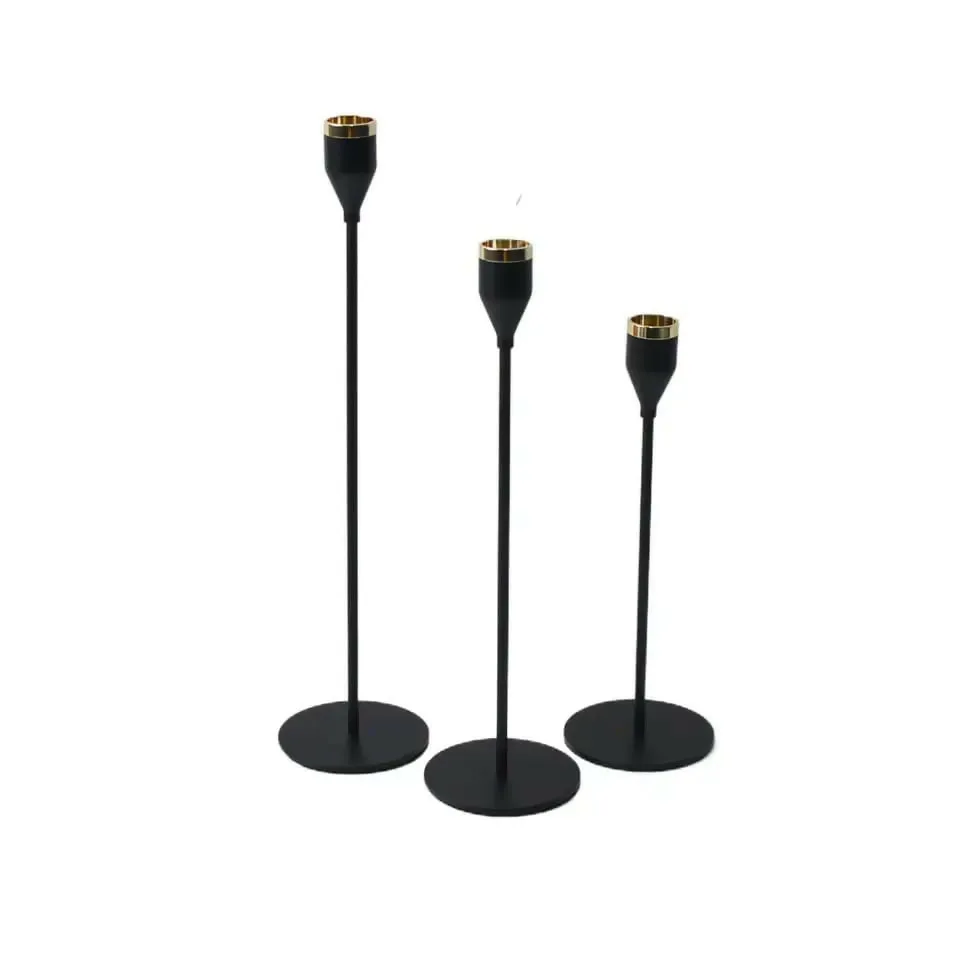 Set of 3 Metal Candle Holder-Black Cups(2102)