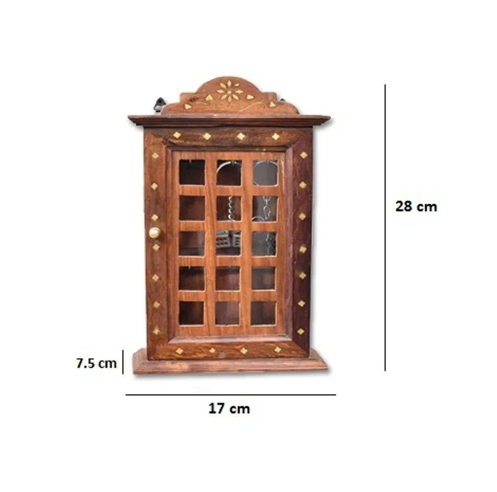 Sheesham Wooden Wall Hanging Key Holder Rectangular Shape