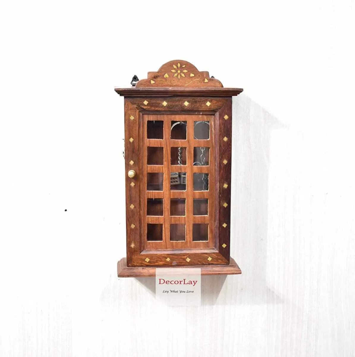 Sheesham Wooden Wall Hanging Key Holder Rectangular Shape