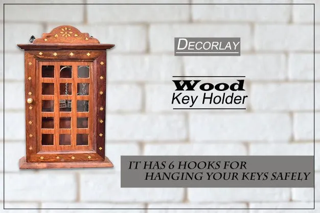Sheesham Wooden Wall Hanging Key Holder Rectangular Shape